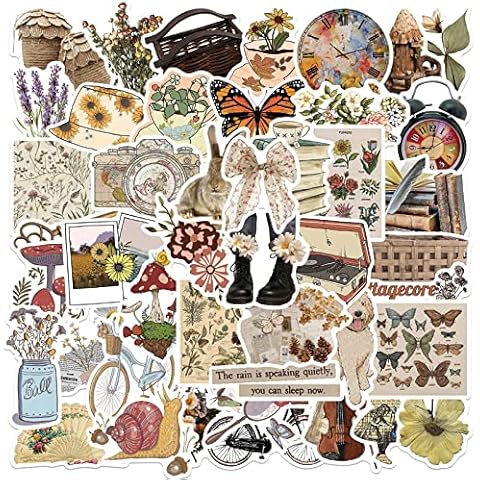 50 Pcs Retro Aesthetic Vinyl Stickers Cover
