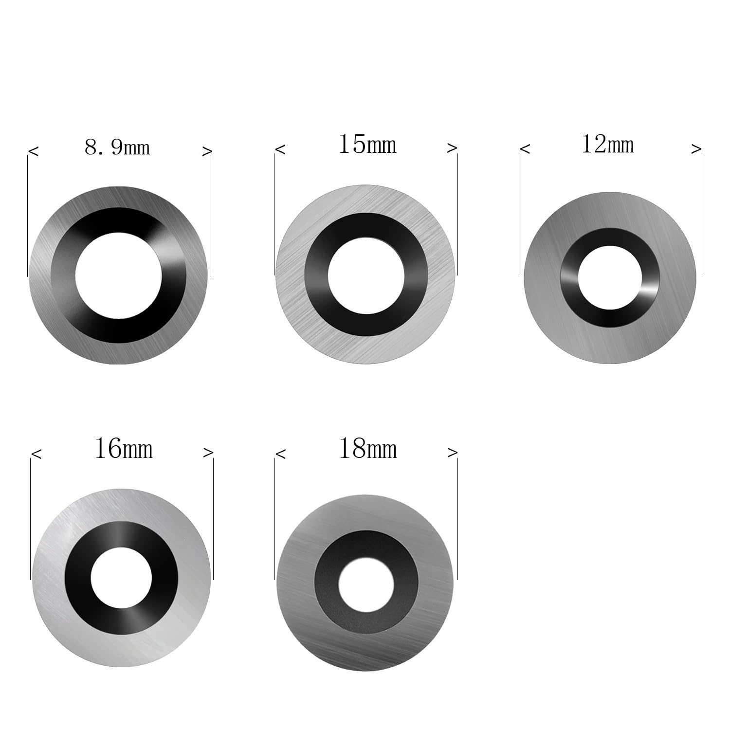 Wymienne wkładki z węglika spiekanego 8,9 mm 12 mm 15 mm 16 mm 18 mm okrągłe wkładki z węglików spiekanych frezy do narzędzi tokarskich, 10 sztuk (B 8,9 x 1,85 mm)