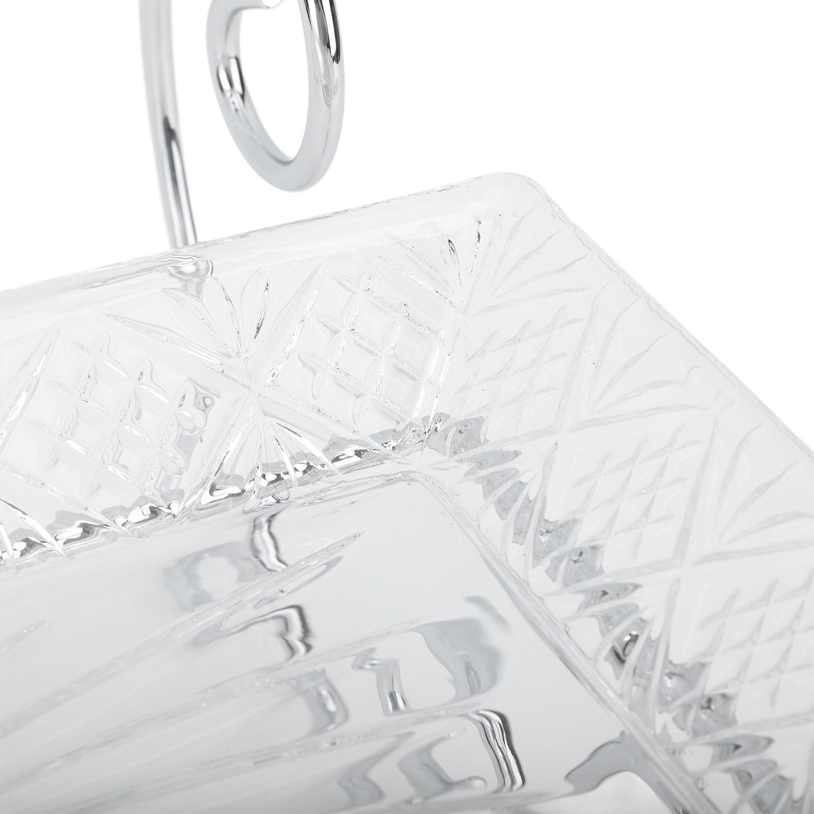 Naroote Bandeja de Servicio de Buffet de Vidrio de 2 Niveles, Estante de Exhibición Elegante para Fiestas, Bodas, 30 X 15,6 Cm