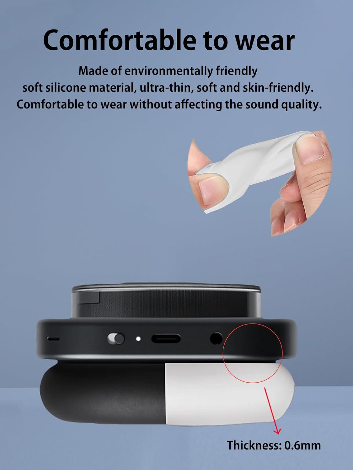 [2Sets] for Nothing Headphone (1) Case Cover,NOUKAJU Silicone Protective Cover,Headphones Accessories,Silicone Ear Pads & Headband,Case for Nothing Headphone 1(Clear-White) - Image 5