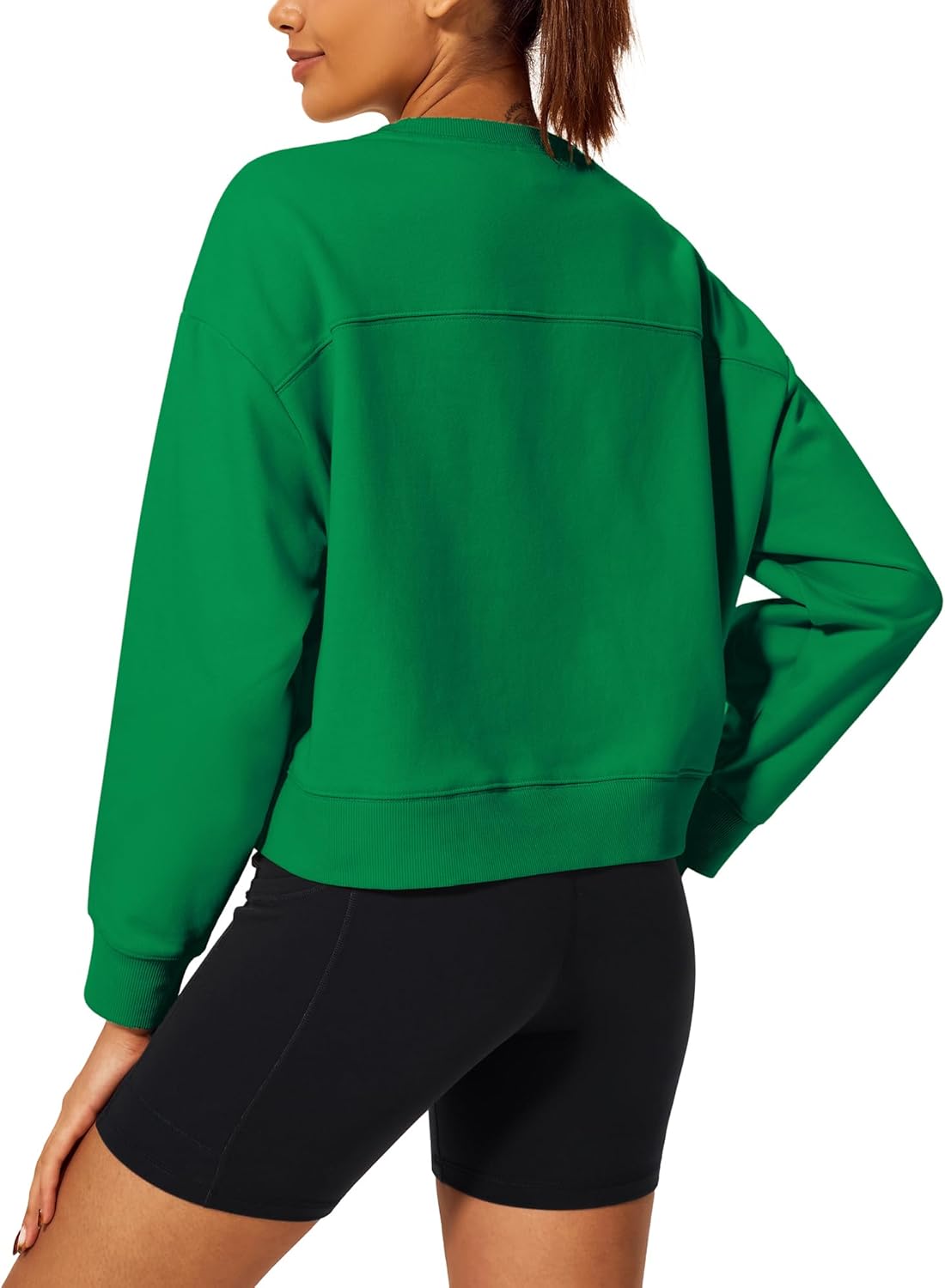 Stelle Cropped Sweatshirts for Women Cotton Long Sleeve Crop Tops Crewneck Pullover Oversized Sweater - Image 6