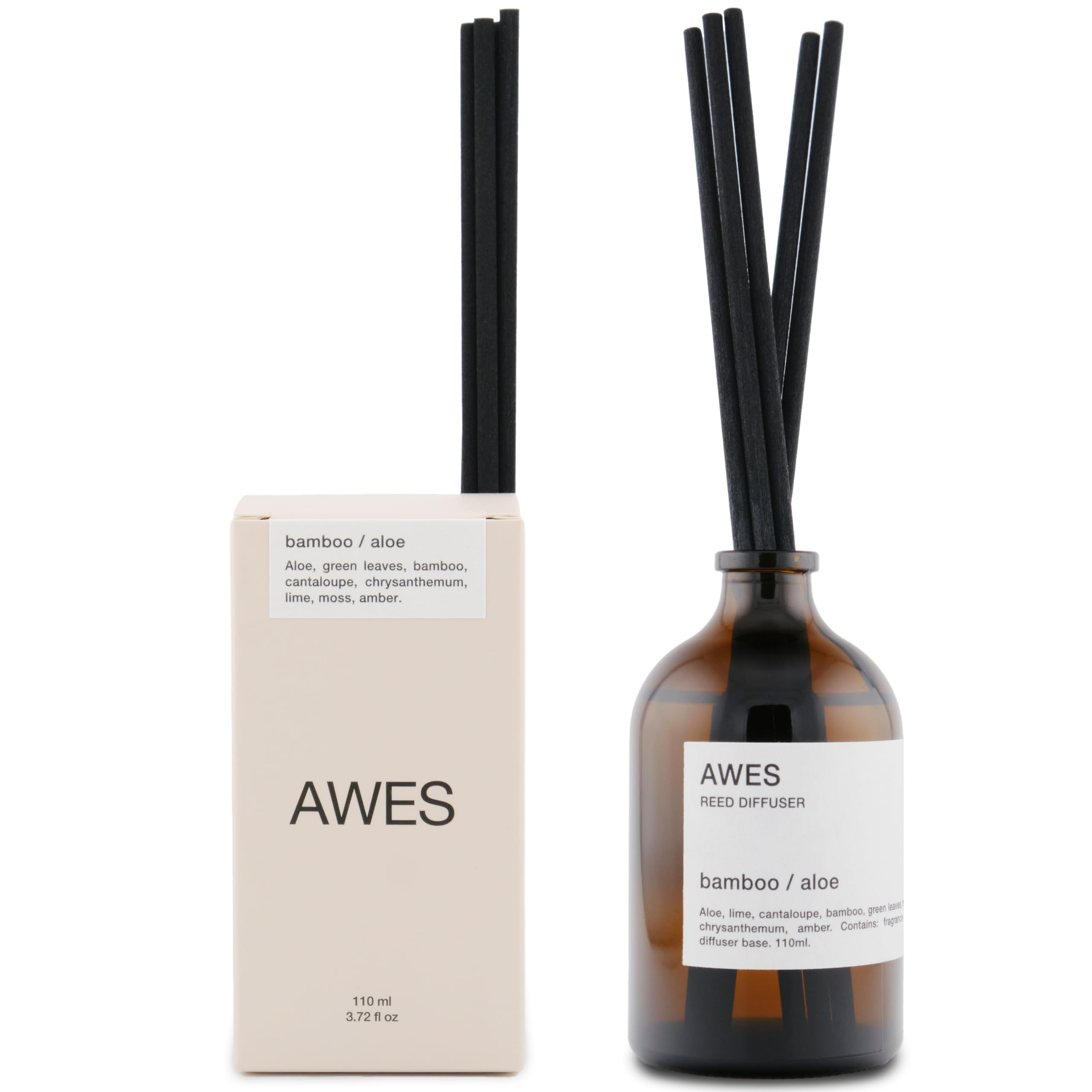 AWESReed Diffuser Bamboo Aloe Oil Set | Premium Fragrance Oils | Fiber Diffuser Reeds | 3.72 oz | Long Lasting | Made in The USA