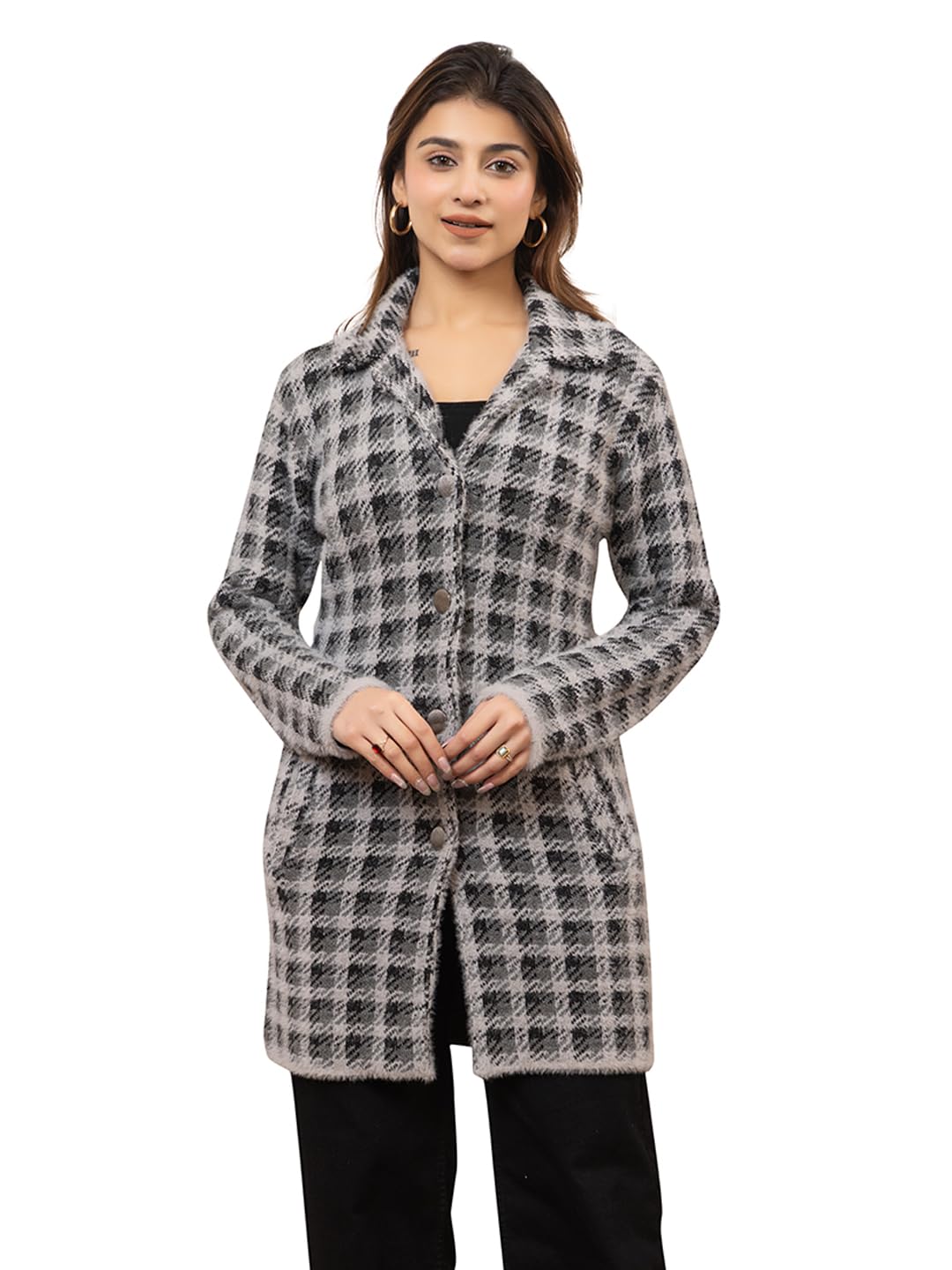twenty me Women's Open Front Longline Knit Cardigan Sweater Soft and Warm Cardigan with Side Pockets Casual & Lightweight Cover-Up (4736-Grey)-picture-24