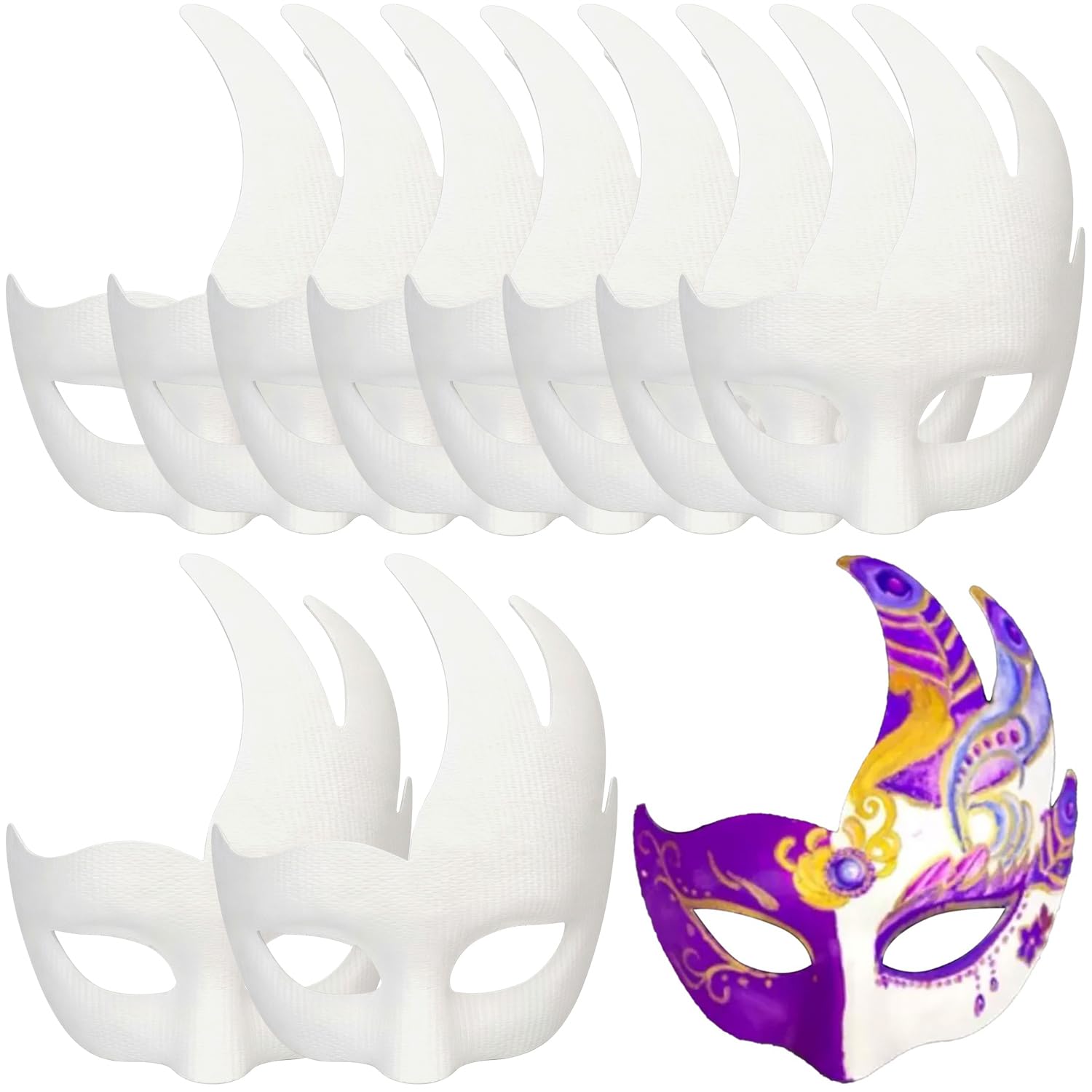 HATFRYF Swan Mask Kit, White Blank Swan Masks, Halloween DIY Hand-Painted White Pulp Mask, Half Face Masks for Cosplay, Gift for Boys Girls - 12PCS﻿