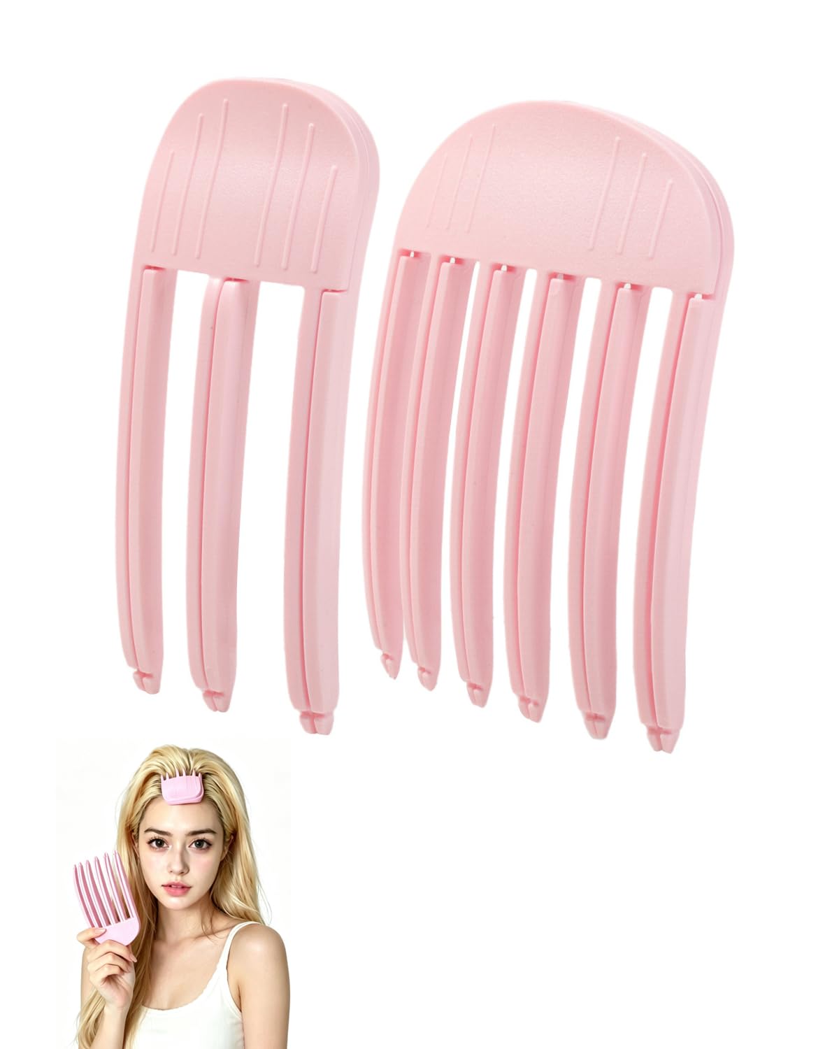 2 Pezzi Pettine per Capelli Volumizzante Rosa, Clip Della Radice Del Volume, Pettine Per Radici Volume Dei Capelli Ricci E Mossi, Fermagli Volumizzanti Frangia, Accessori Capelli Donna Uomo