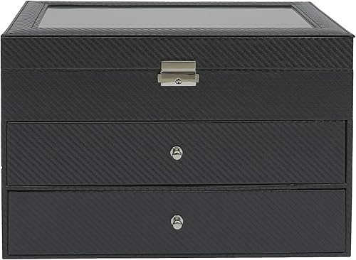 Miniatura 6 de LOYALHEARTDY Estuche de exhibición de lentes de sol de 3 capas, caja de almacenamiento de lentes de fibra de carbono, caja de almacenamiento de