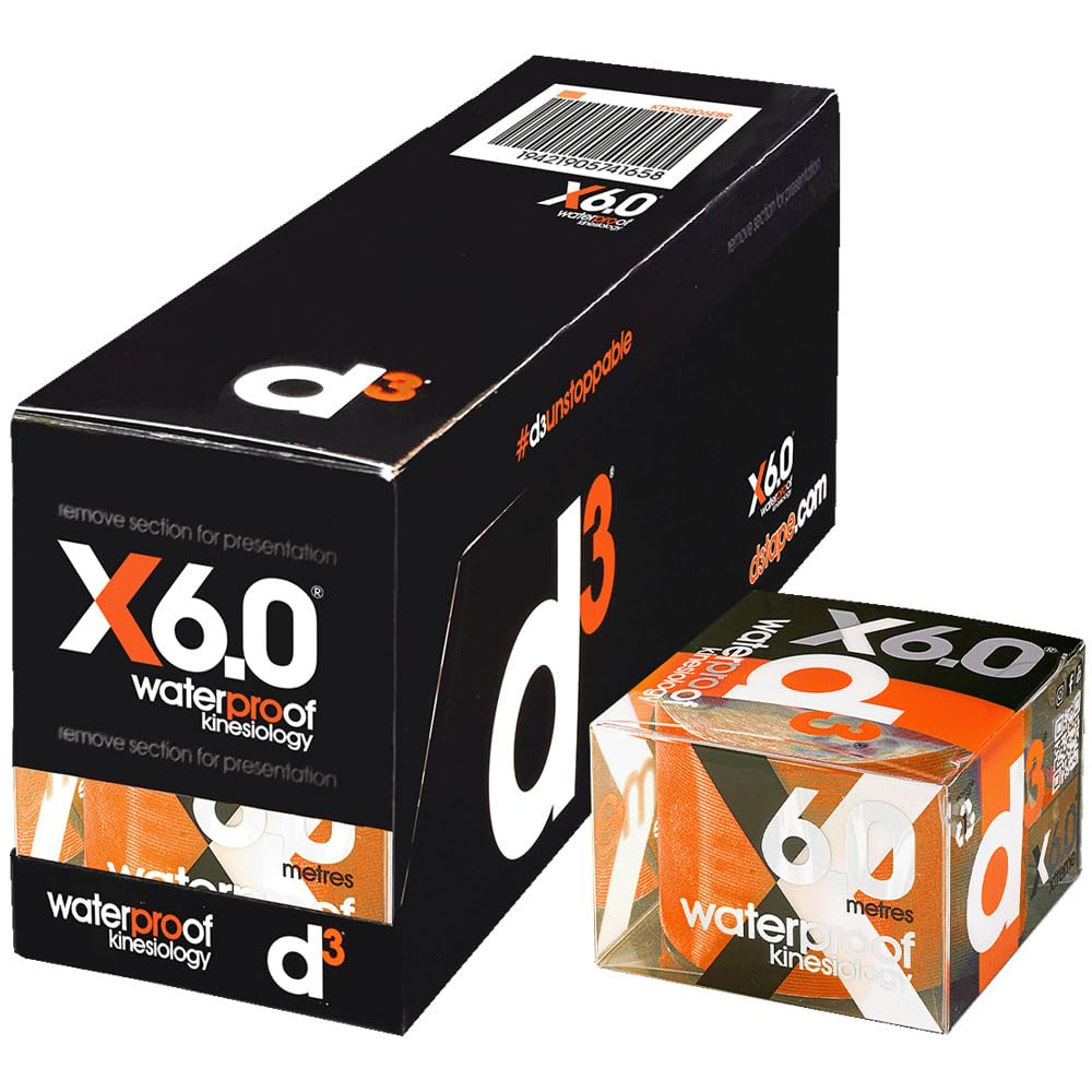 X6 0 Xtreme Waterproof Kinesiology Tape - 2in x 20ft Orange 6 Rolls Swimming Watersports Athletic Joint Muscle