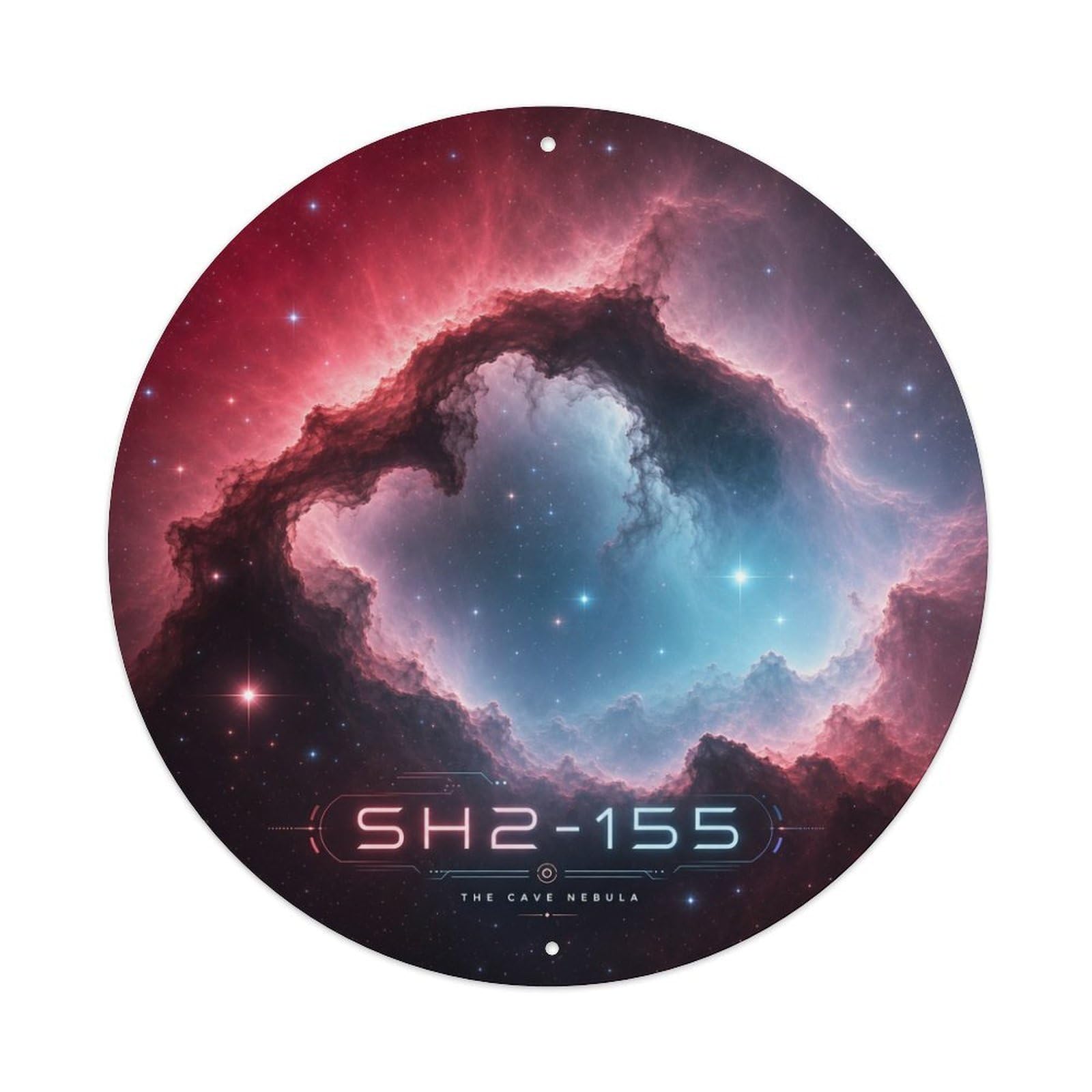 Cosmic Galaxy SH2 155 Nebula Celestial Astral Starscape Metal Tin Sign Plaque Wall Decor for Cafe, Man Cave, Club Bar, Office, Home Garden Round Metal Poster 8x8Inch
