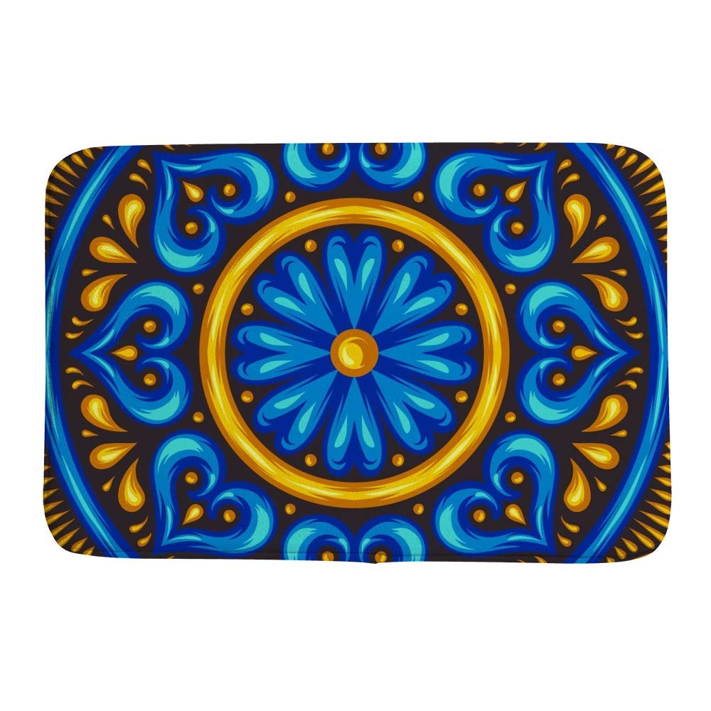 Tapis de bain marocain floral CHEHONG en velours absorbant pour douche