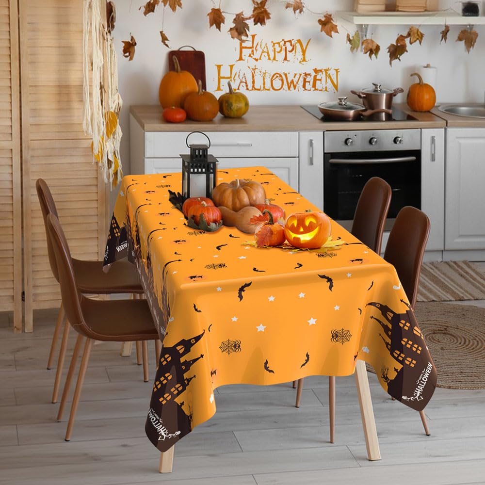 Lot De 3 Nappes D'Halloween En Plastique - Motif Crâne Holographique, 137x183 Cm, Imperméables Et Jetables