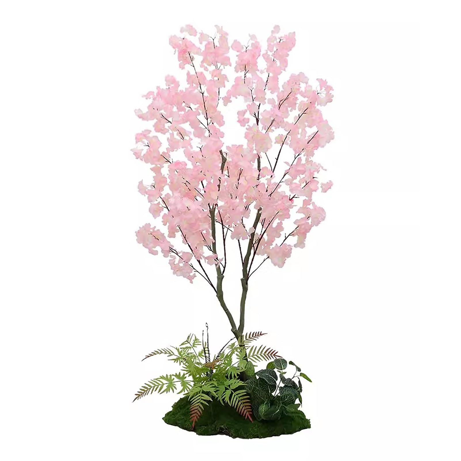 Plantes Artificielles Imitation Cerisier en Fleurs avec Mousse Verte Artificielle, Superbe Faux Arbre de Plantes D'extérieur pour Porche de Patio, Pot Décoratif avec Fleur Presque Naturelle(H 200cm(6.