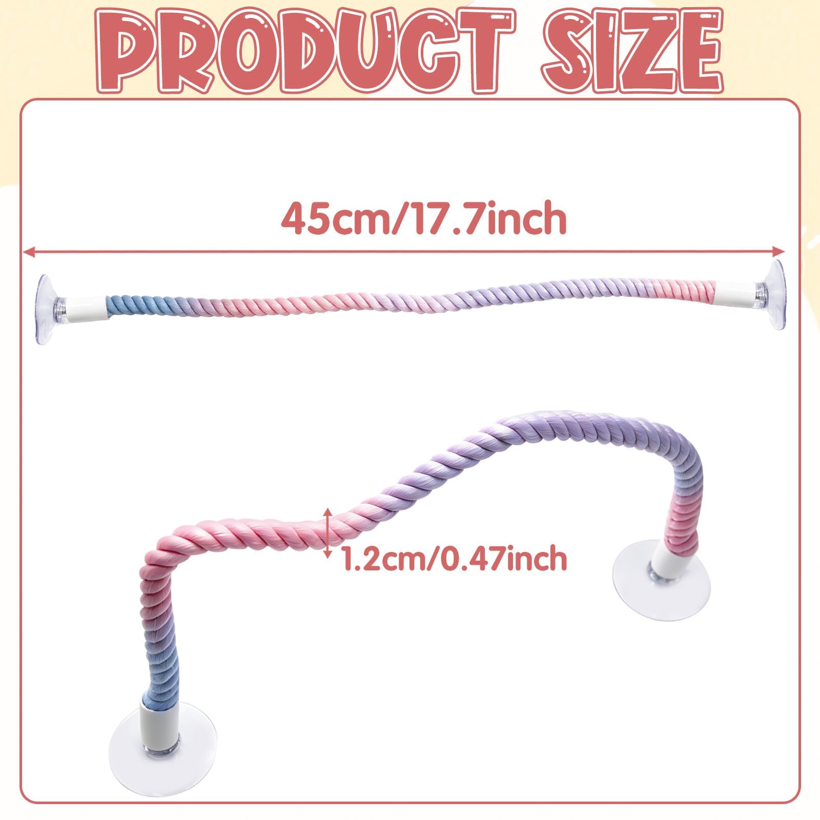 Pink Snake Enrichment Climbing Rope, Ball Python Tank Climbing Accessories with Strong Suction Cups, Flexible Wire Core, Snake Enclosure Accessories for Ball Python, Corn, Lizard — view 2