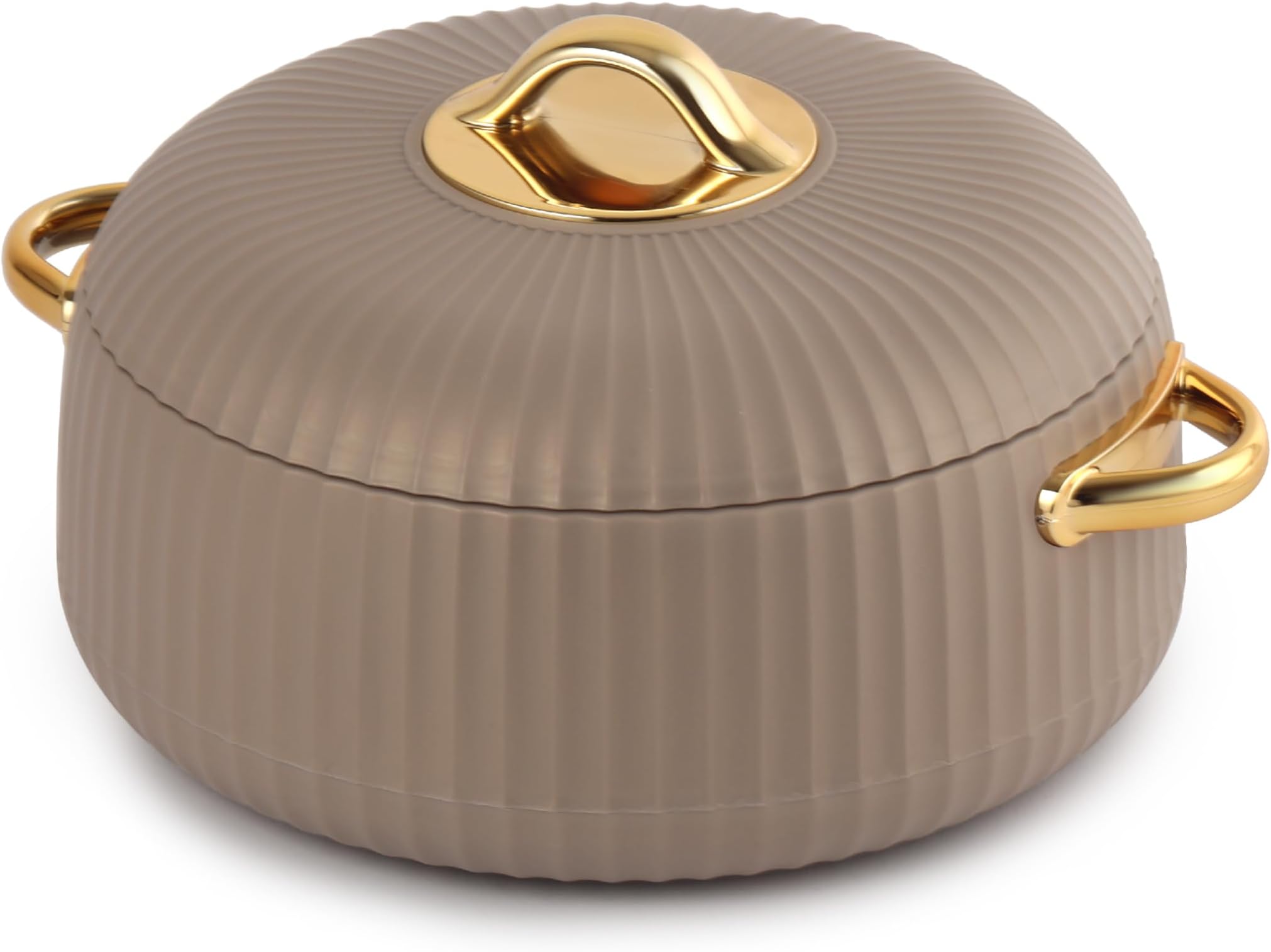 Cello Aurum Luxury Inner Stainless Steel Insulated Hot-pot 1250ml, Brown | Easy Grip Lid & Frim Twist Lock | BPA-Free, Durable, Suitable for Hot & Cold | Hot Box for Kitchen | Hot Pot for Home