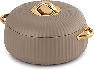 Cello Aurum Luxury Inner Stainless Steel Insulated Hot-pot 1250ml, Brown | Easy Grip Lid &amp; Frim Twist Lock | BPA-Free, Dur...