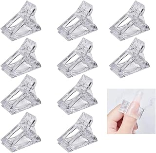 Pkouocry Polygel Nail Clip 10Pcs, Nail Tips Clip for Quick Building Doing Polygel Plastic Finger Extension UV LED Builder for DIY Manicure Nail Art