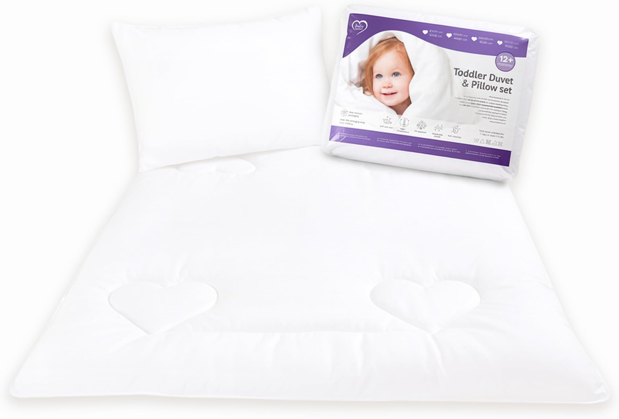 Baby Comfort Duvet and Pillow Set 120x90 cm for Baby Cot Bed White (12 Months+)