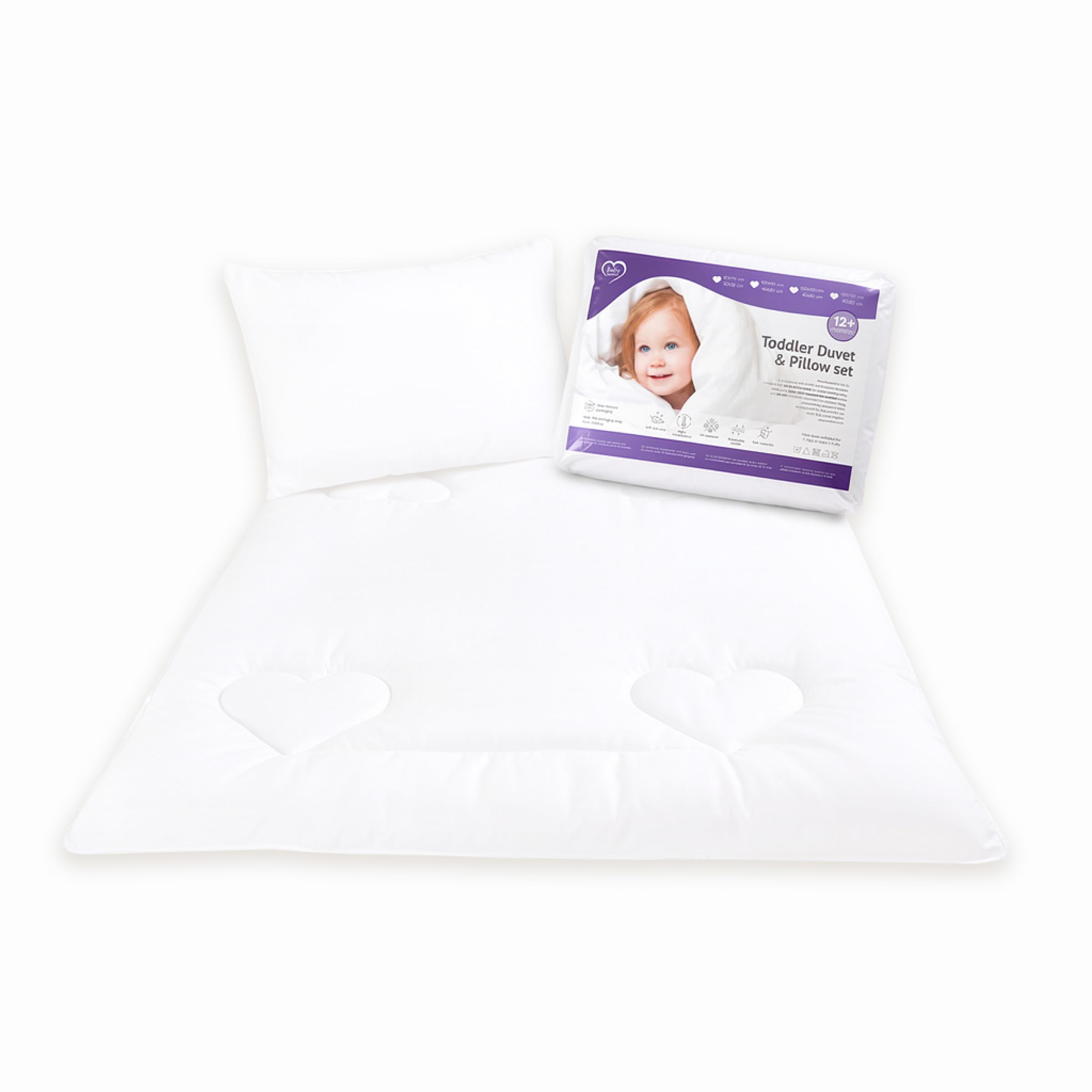 Baby Comfort Toddler First Pillow and Duvet Set 120x90 cm for Cot Bed (12M+)