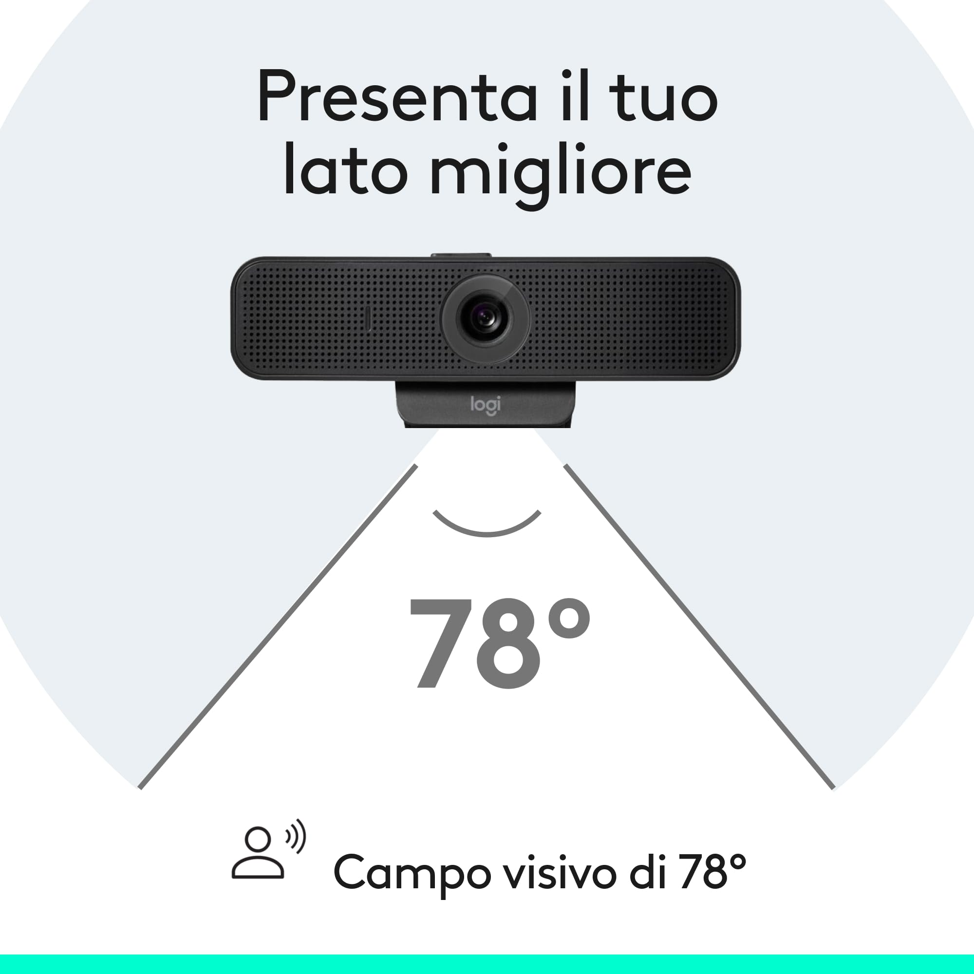 Logitech C925e webcam professionale, video HD 1080p/30fps, correzione dell'illuminazione, autofocus, audio chiaro, copriobiettivo, per Microsoft Teams, Google Meet, Skype, WebEx, Cisco - Nero