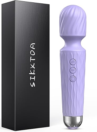 SIKXTOA Vibrator Wand, Female Adult Sex Toys, Vibrators for Her, Wand Massager, Clit Stimulator Sex Toy, Dildo, with 8 Speeds of Pleasure & 20 Patterns, Powerful, Waterproof (Light Purple) - Light Purple (Pattern 1) - Standard