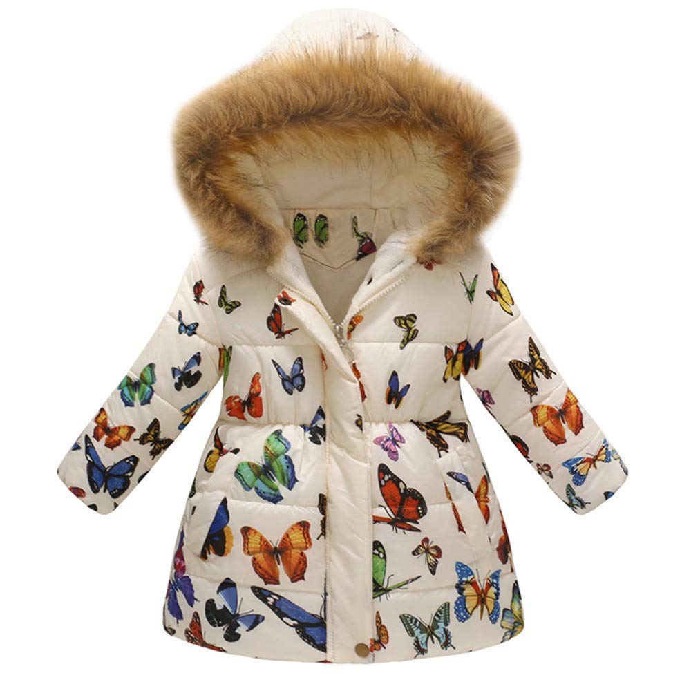 Bambino Piccolo Giacca Invernale Spessa con Motivo Floreale per Bambina Cappotto Lungo Antivento con Cappuccio Ragazza Ragazzo 3 anni-7 anni