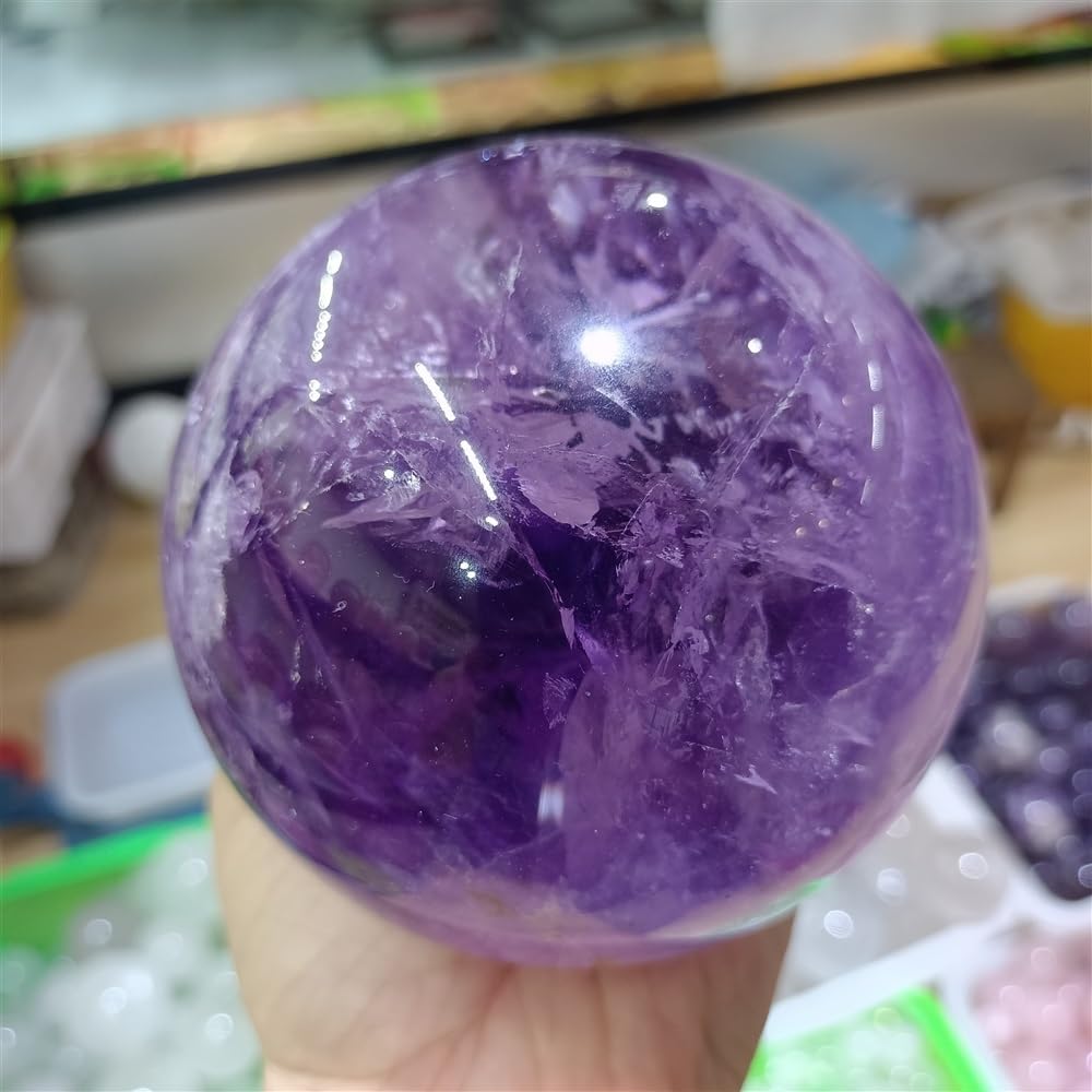 RVBLRDSE Purple Crystal Ball Hand Polished Home Office Decoration Craft Gifts Ornaments (Size : 200-250g) Gemstone Stone