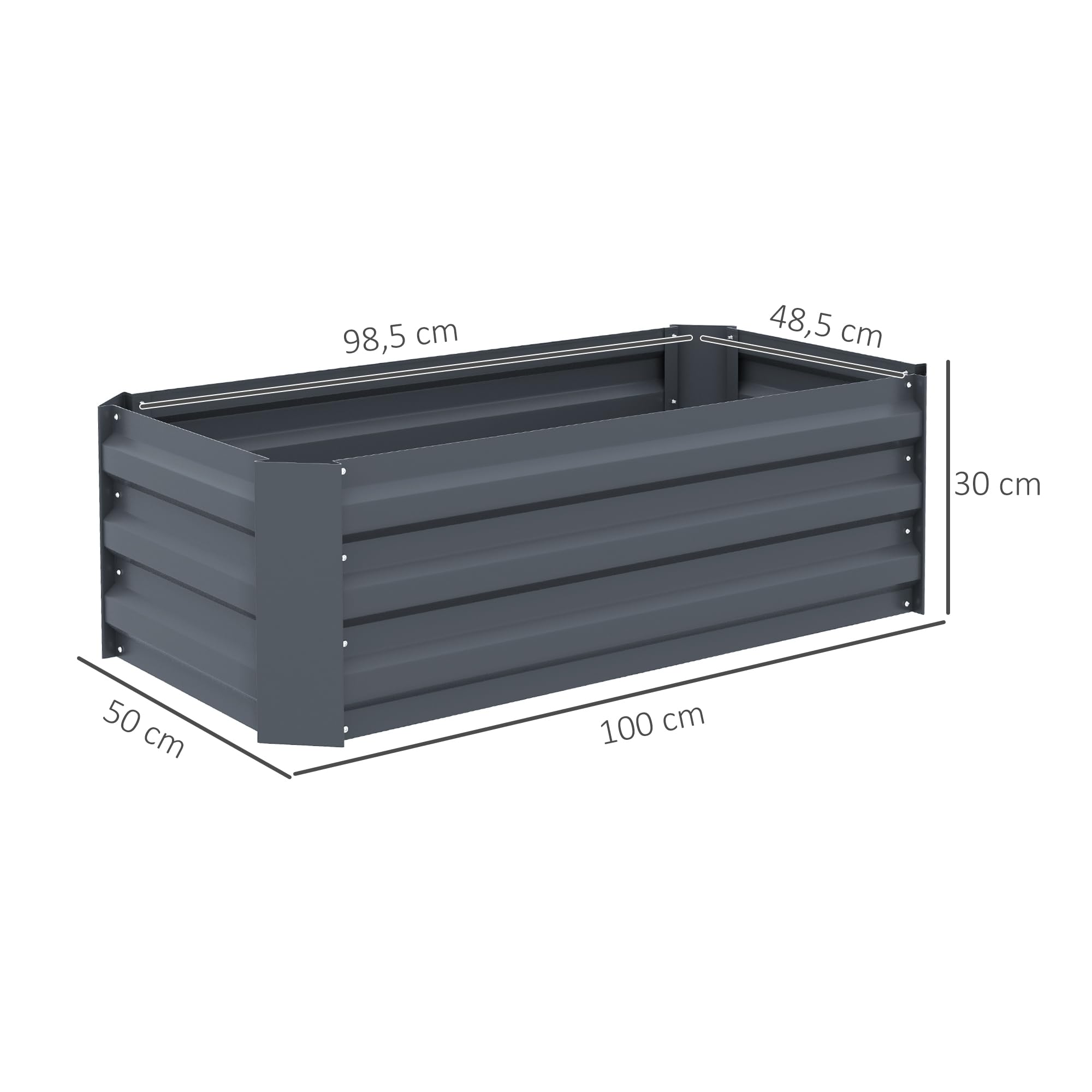 Outsunny Lot de 2 carré Potager de Jardin dim. 100L x 50l x 30H cm - tôle d'acier ondulée Gris