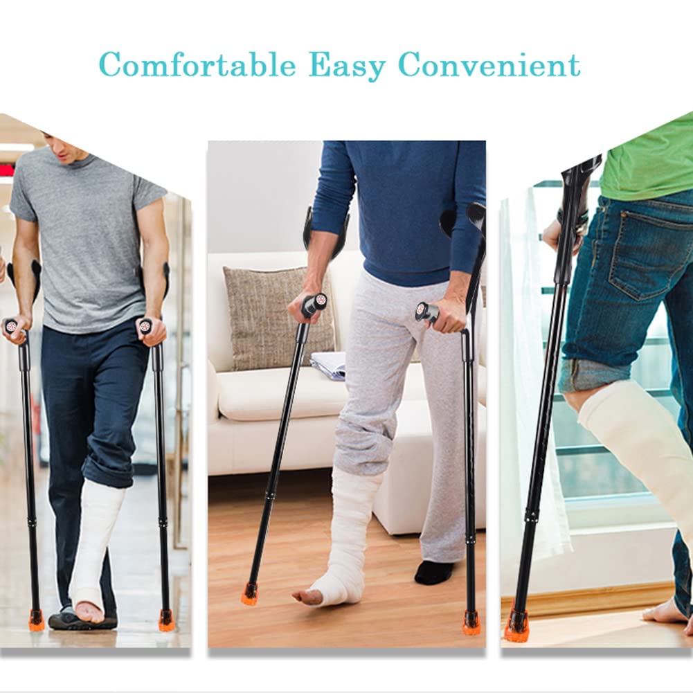 NGD 2 Unidades Muletas de Codo de Auminio,Muletas Ortopédicas para Adultos-Regulables en Altura,Muletas para Caminar Ergonómicos con Cuentas Reflectantes(Altura Aplicable: 140-190 cm)