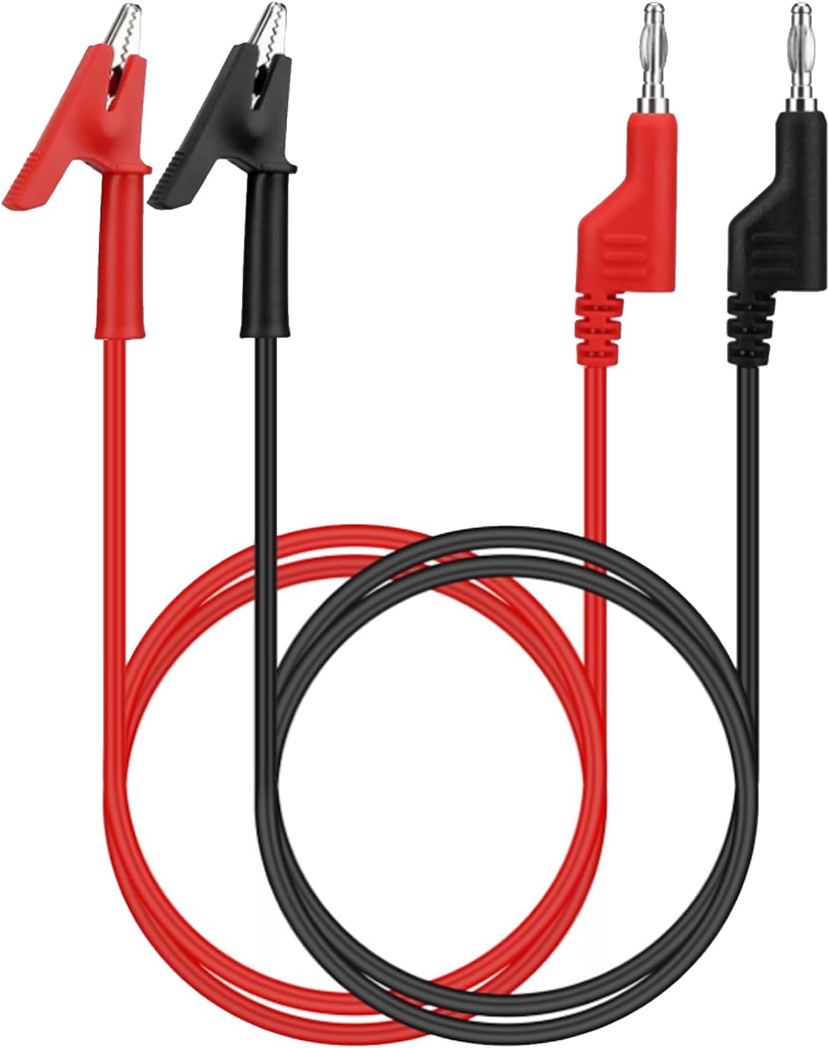 2pcs Multimeter Banana Plug to Crocodile Alligator Clip Test Probe 4mm Stackable Colorful Silicone Banana Plug to Alligator Clip Test Probe Lead Wire Cable 1M/3.3 Ft