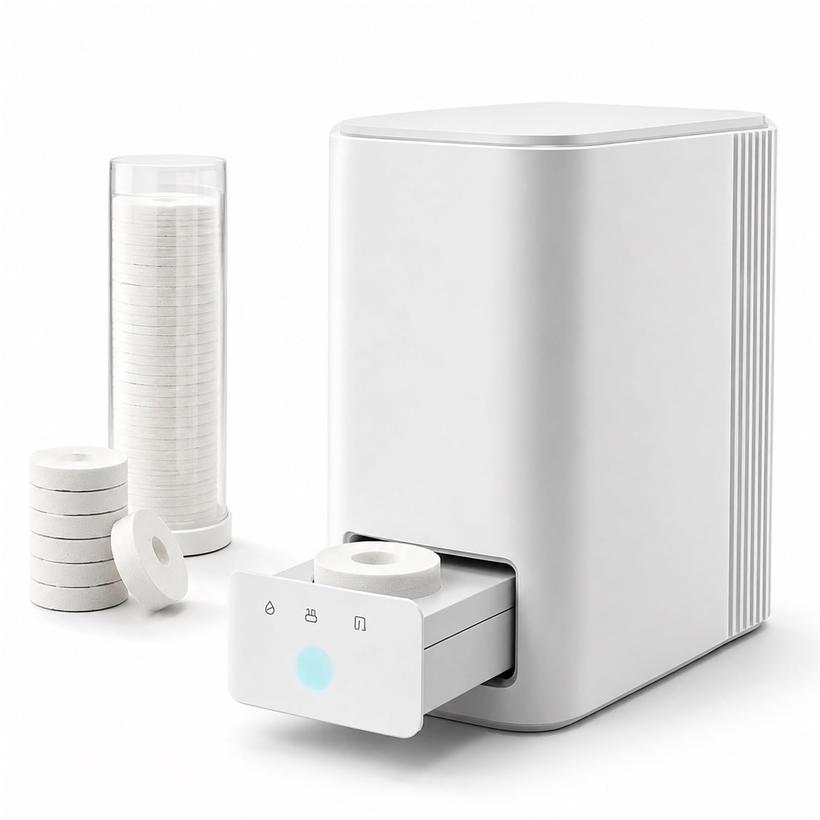 Calentador de Toallas Faciales Eléctrico, Dispensador Rápido de 55°C | Alertas de voz inteligentes, incluye cartucho de 20 pastillas comprimidas, idóneo para limpieza y afeitado