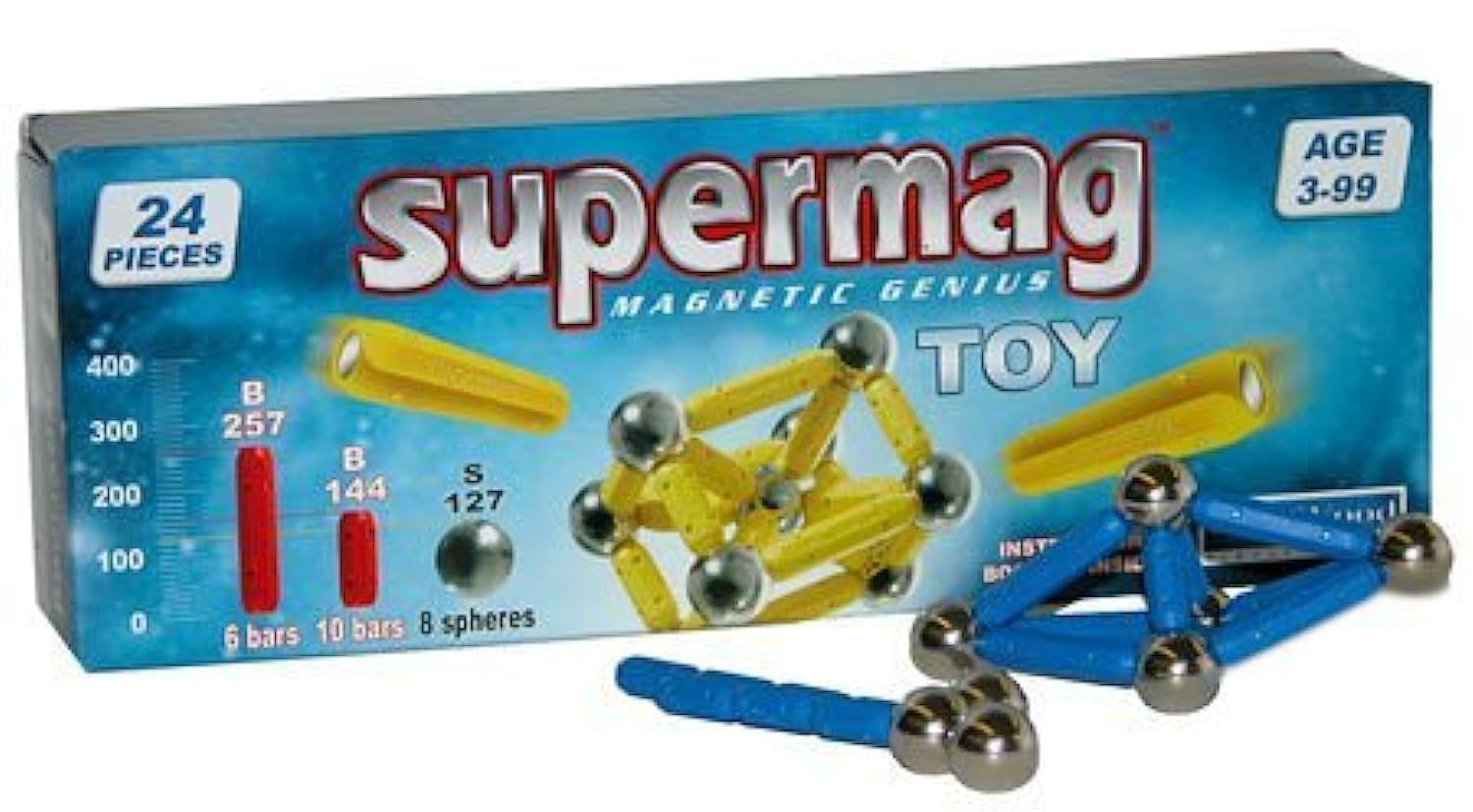 SUPERMAG TOY 24 PC 10 SHORT 6 LONG by LITTLE SMARTIES