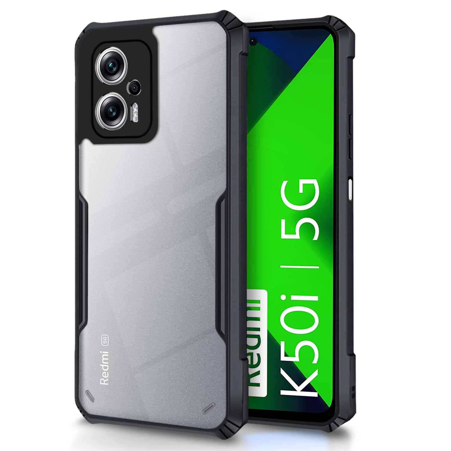 Pikkme Redmi K50i 5G Back Cover | Crystal Clear Transparent Back | Ultra Hybrid | Full Camera Protection | Raised Edge | Bumper Back Case for Redmi K50i 5G (Black) (B0CD43ZL7K) Amazon Price History, Amazon Price Tracker