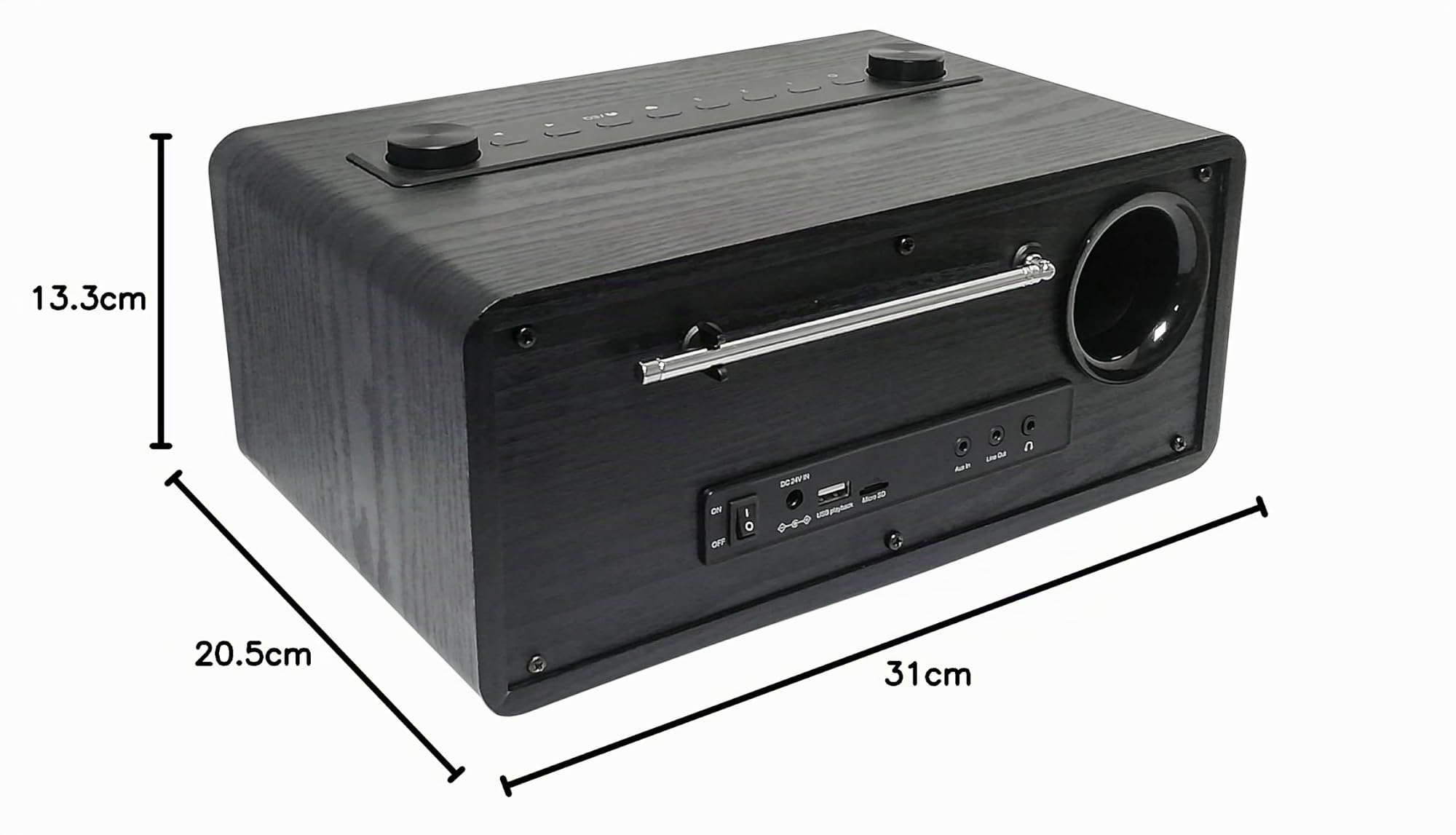 MAXXO Radio Internet DAB+ DT06 - Boîtier en bois - 2 x 20 W RMS, Bluetooth, Wi-Fi, USB, UPnP/DLNA, réveil et télécommande