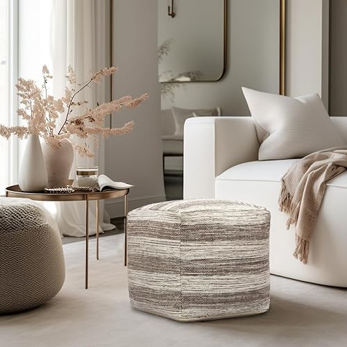 Miniatura 7 de COTTON CRAFT Puf Dhurrie tejido a mano a rayas, taburete otomano, puf otomano, decoración del hogar, dormitorio universitario, asientos decorativos,