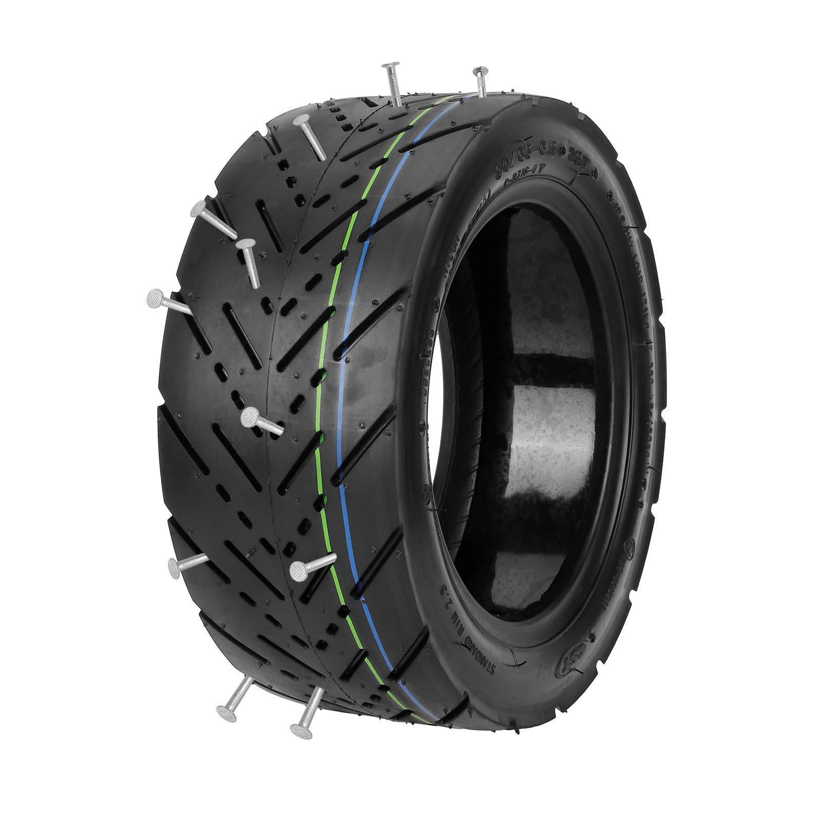 TREFAN Pneu de route auto-réparateur 90/65-6,5 - Pneu de route sans chambre à air, pneu gelée de 27,9 cm avec protection anti-crevaison en caoutchouc, convient pour scooter électrique de 27,9 cm,
