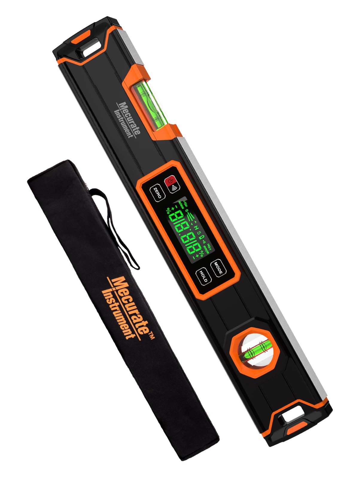 Mecurate 15.7-Inch Digital Level, Professional Smart Precision Torpedo Level Tool, Bright LCD Display, Audible Alerts, Magnetic Bottom, Dust Water Resistant, with Carrying Case