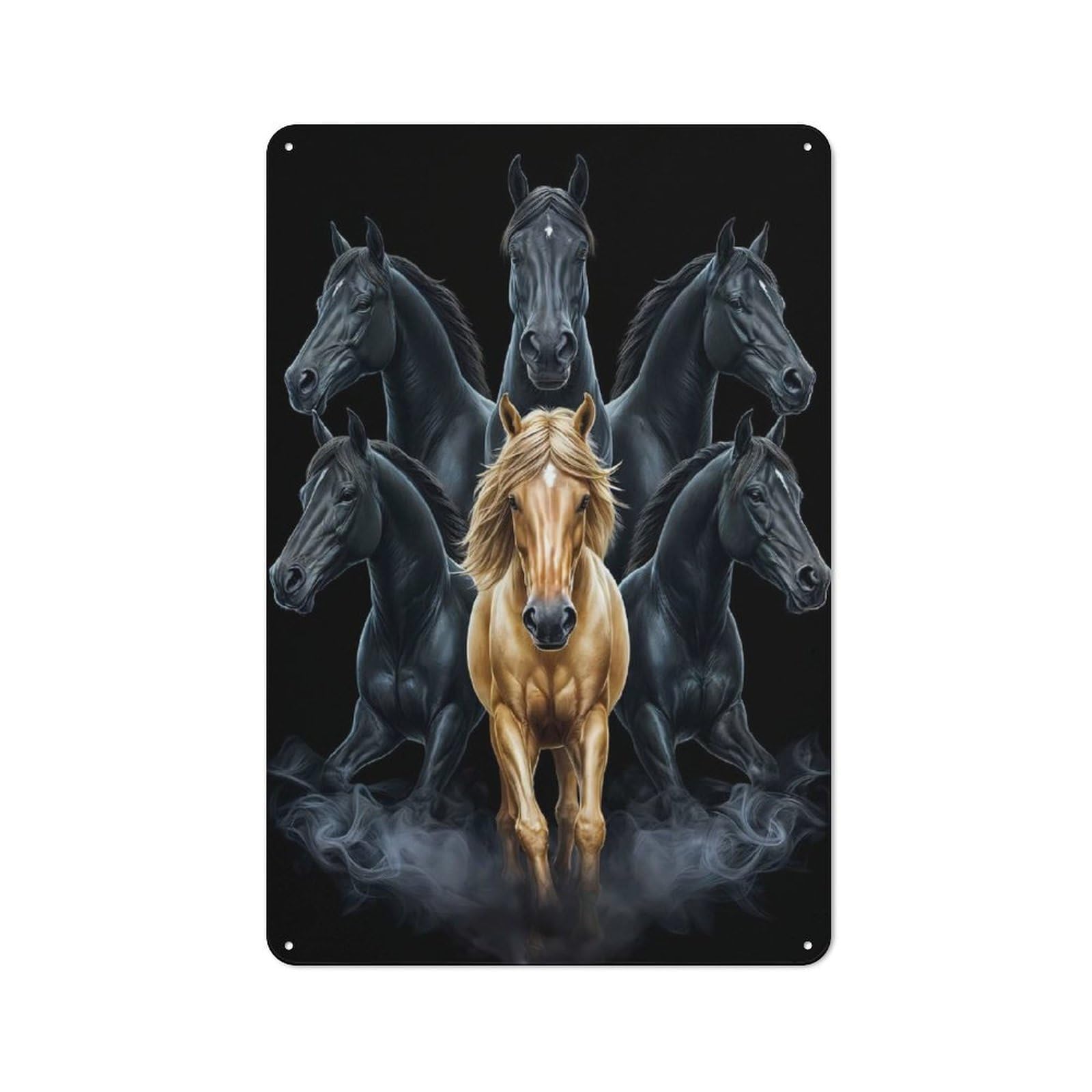 Junmoney Six Hours And Golden Horse Vintage Tin Sign 30X20cm With For Man Cave Or Games Room, For Games Room Collectors