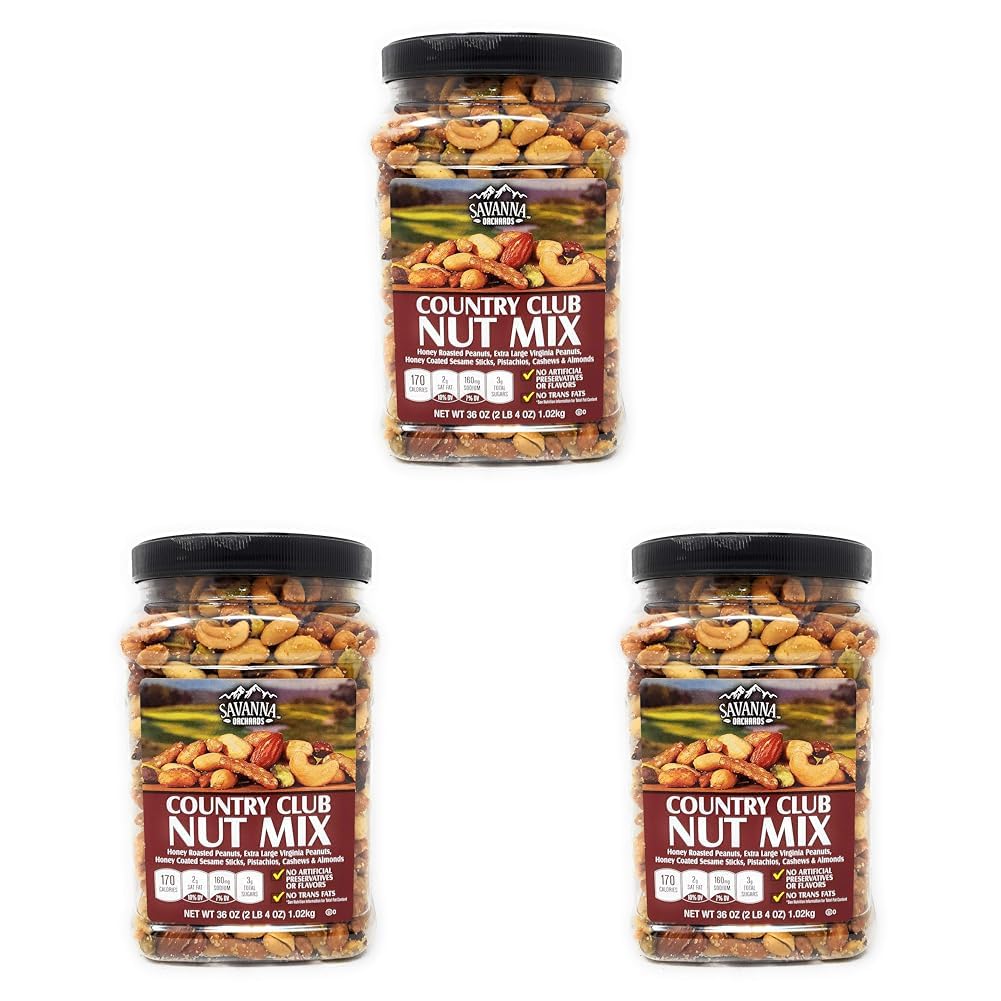 Savanna Orchards Country Club Nut Mix 36OZ (2.25LBS) (Pack of 3)