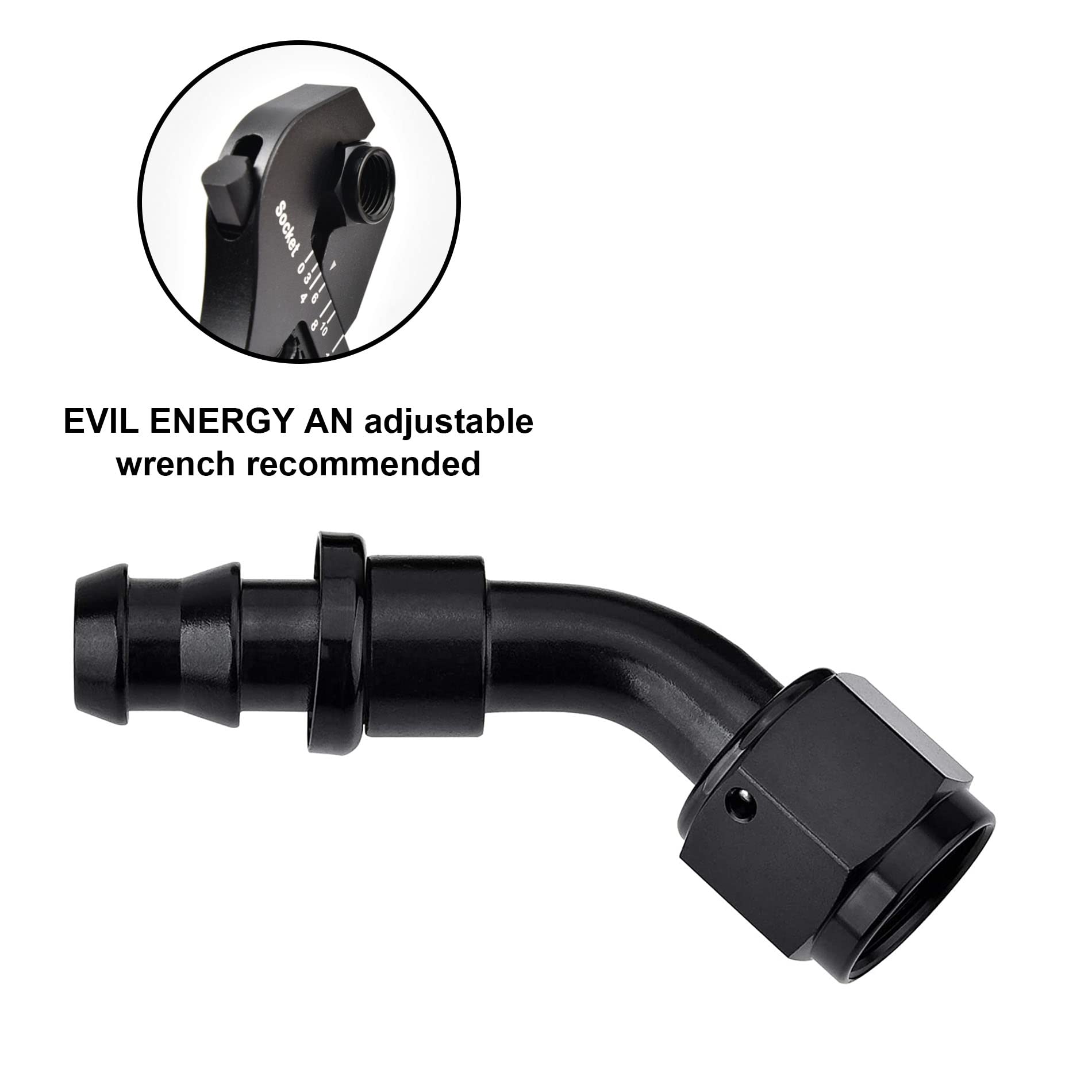 Evil Energy 6AN 45 stopni Push Lock końcówka złączki węża czarna