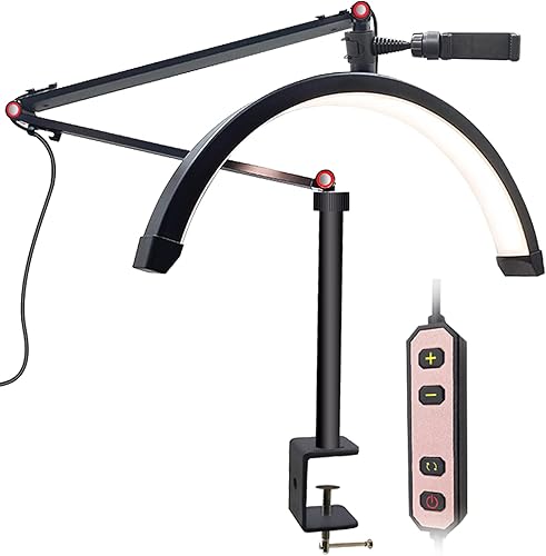 Miniatura 7 de CJSGY Luz LED de media luna para pestañas, lámpara de tatuaje, luz de esteticistas, lámpara de escritorio, luz de brazo oscilante, lámpara de