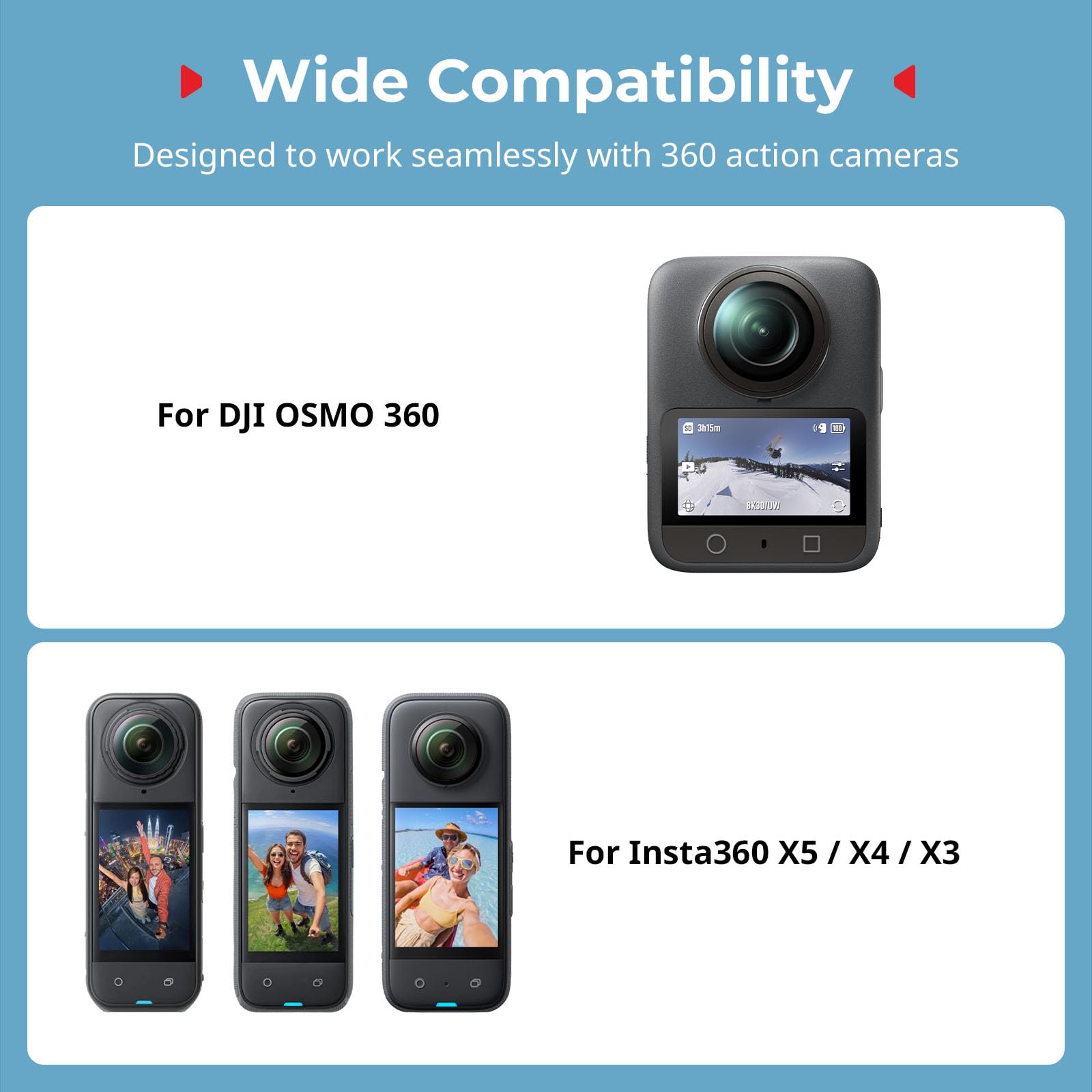 SMALRIG Niewidoczny kijek do selfie o długości 150 cm/59 cali/4,9 stopy do Insta360 X5/X4/X3/X2, do DJI OSMO 360, przenośny kijek do selfie do kamer panoramicznych ze śrubą 1/4"-20