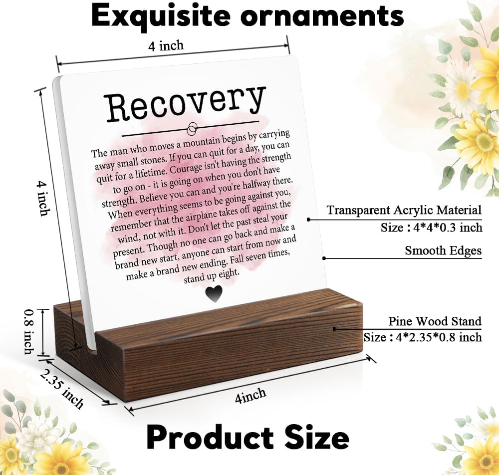Recovery Acrylic Sign with Wooden Stand, Recovery Gifts for Men Women, Sobriety Gifts for Family Friend, Sober Encouragement Gifts, Sobriety Anniversary Plaque, Addiction Recovery Gifts - Image 2