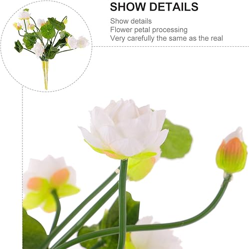 Miniatura 3 de BESTOYARD 2 piezas de flores artificiales de loto, flores de lirio de agua, plantas florales, tallos de vegetación, arreglo de flores falsas para