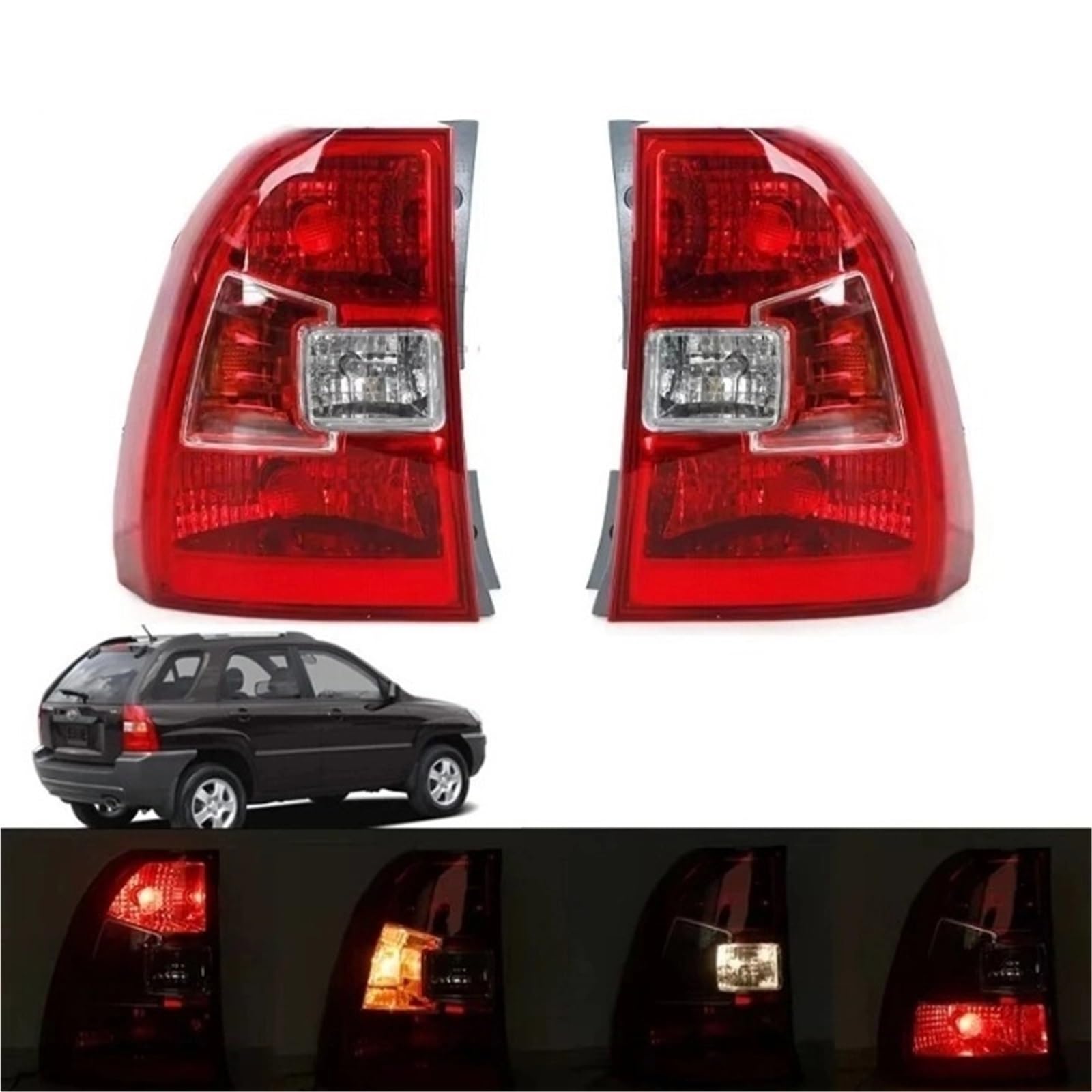Tylne światło tylnego zderzaka samochodu kompatybilne z Sportage 2005-2010 lampa tylna światło hamowania światło tylne Taillamp (z żarówkami 1 po lewej stronie)(With Bulbs,1 Left)