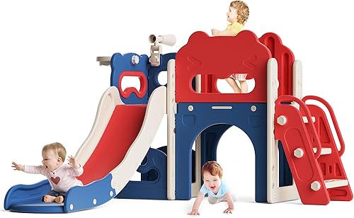 Conjunto de juegos para exteriores para niños pequeños, tobogán de escalada para interiores, juego independiente 8 en 1, funcional para patio
