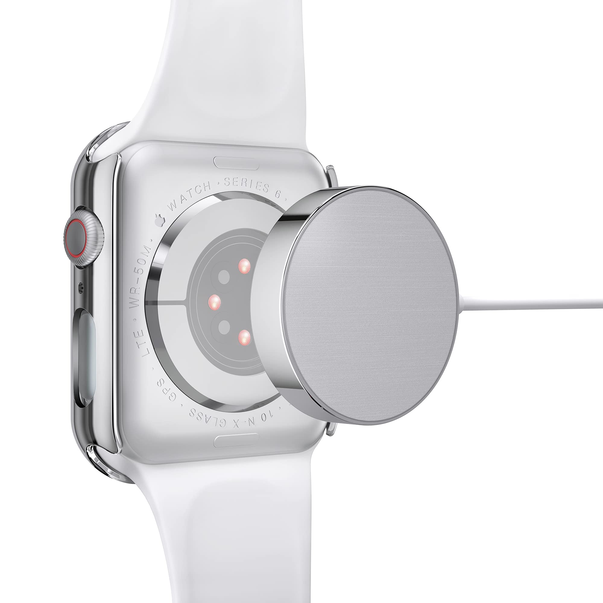 Misxi [2 Pezzi Cover Con Vetro Temperato per Apple Watch SE3/SE2/SE/Serie 6/Serie 5/Serie 4 40mm, Custodia Rigida Protezione Totale HD Clear Pellicola Protettiva Per iWatch, 1 Argento + 1 Trasparente