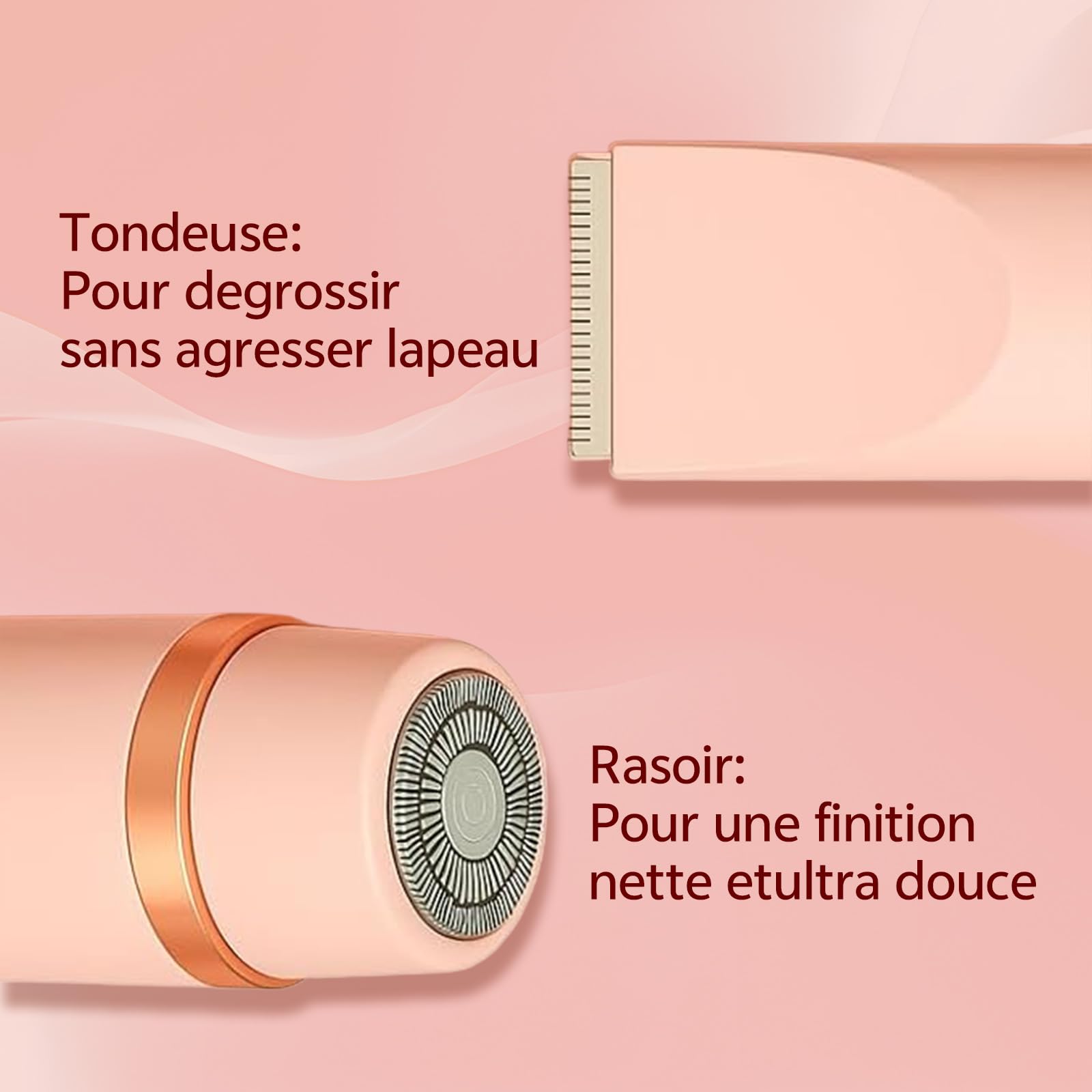 Depiladora Corporal Para Mujer, Afeitadora Eléctrica Para Mujer, Recortadora Para Zonas Íntimas Y Cejas, Resistente Al Agua IPX7, Adecuada Para Zona Del Bikini, Piernas, Axilas Y Vello (Rosa)