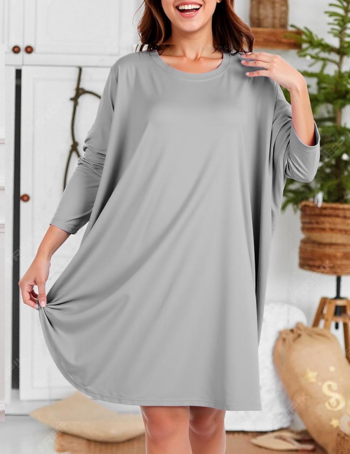 HONGTEYA Plus Size Nightgowns for Women Oversized Sleep Tshirts Dress Short Sleeves Sleepwear With Pocket Fit S-5XL - Image 4