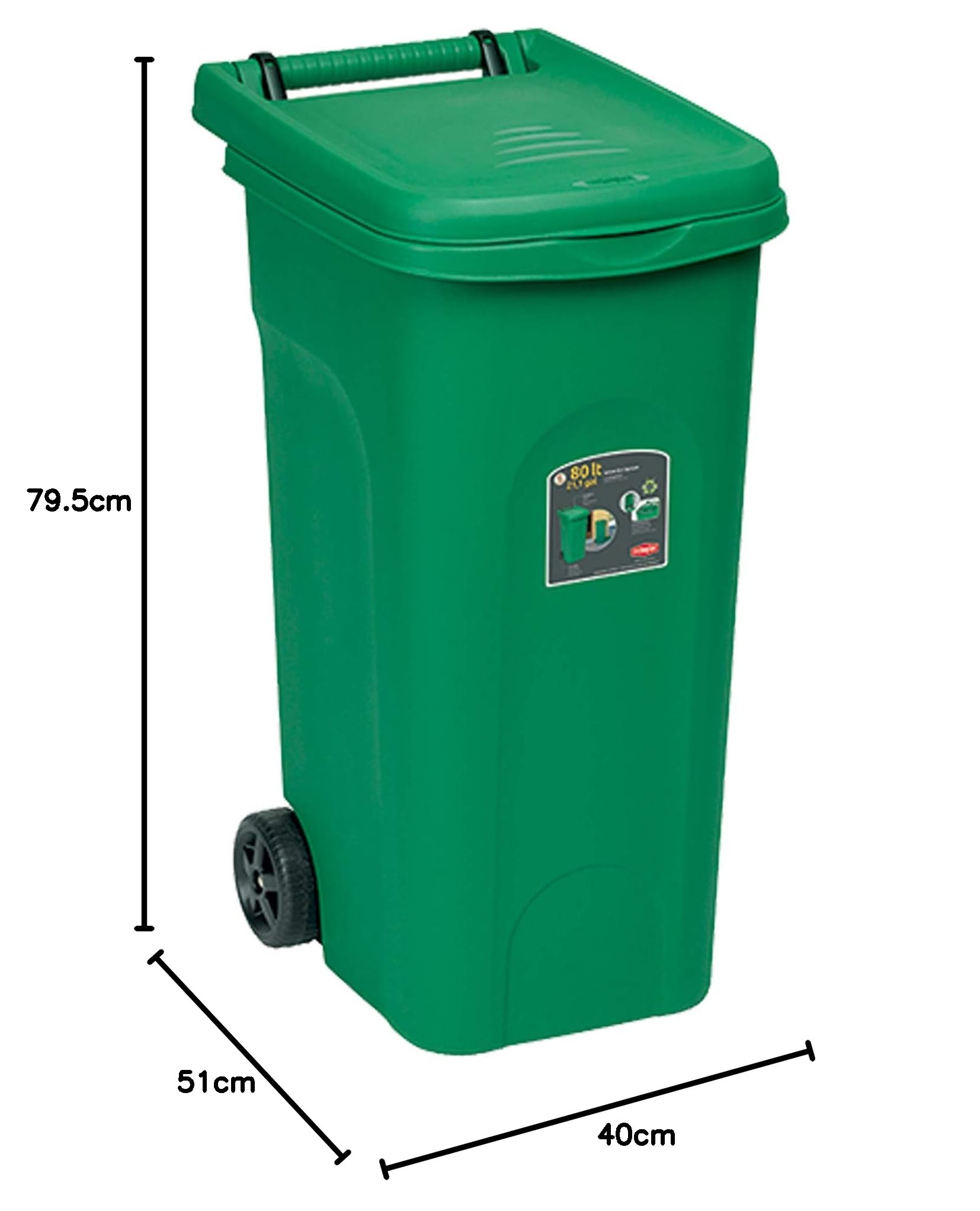 STEFAN PLAST BIDONE Urban C/Ruote 80LT Verd
