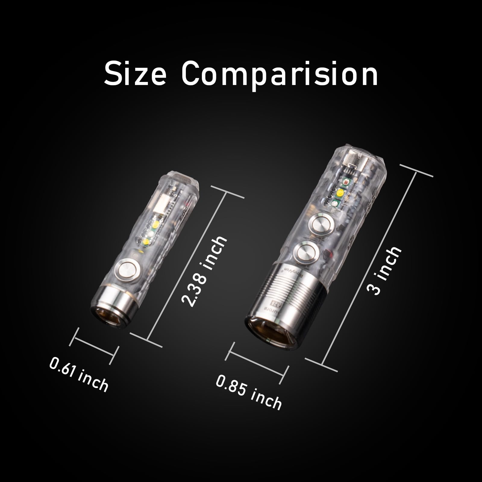 RovyVon Aurora A28 2nd USB-C EDC linterna, 6500 K blanco frío máximo 1000 lúmenes, linterna pequeña recargable de 850 mAh, con luces laterales rojas/blancas, 365 nm, encendido momentáneo, linterna