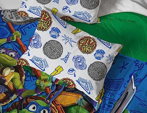 Image of Jay Franco Nickelodeon Teenage Mutant Ninja Turtles Full Comforter Set - 7 Piece Bedding Includes Sheet Set & Pillow Covers - Super Soft Mutant Mayhem Microfiber Bed Set